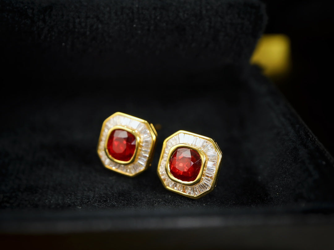 Pigeon's Blood Red Ruby Earrings - Premium Fashion Jewelry