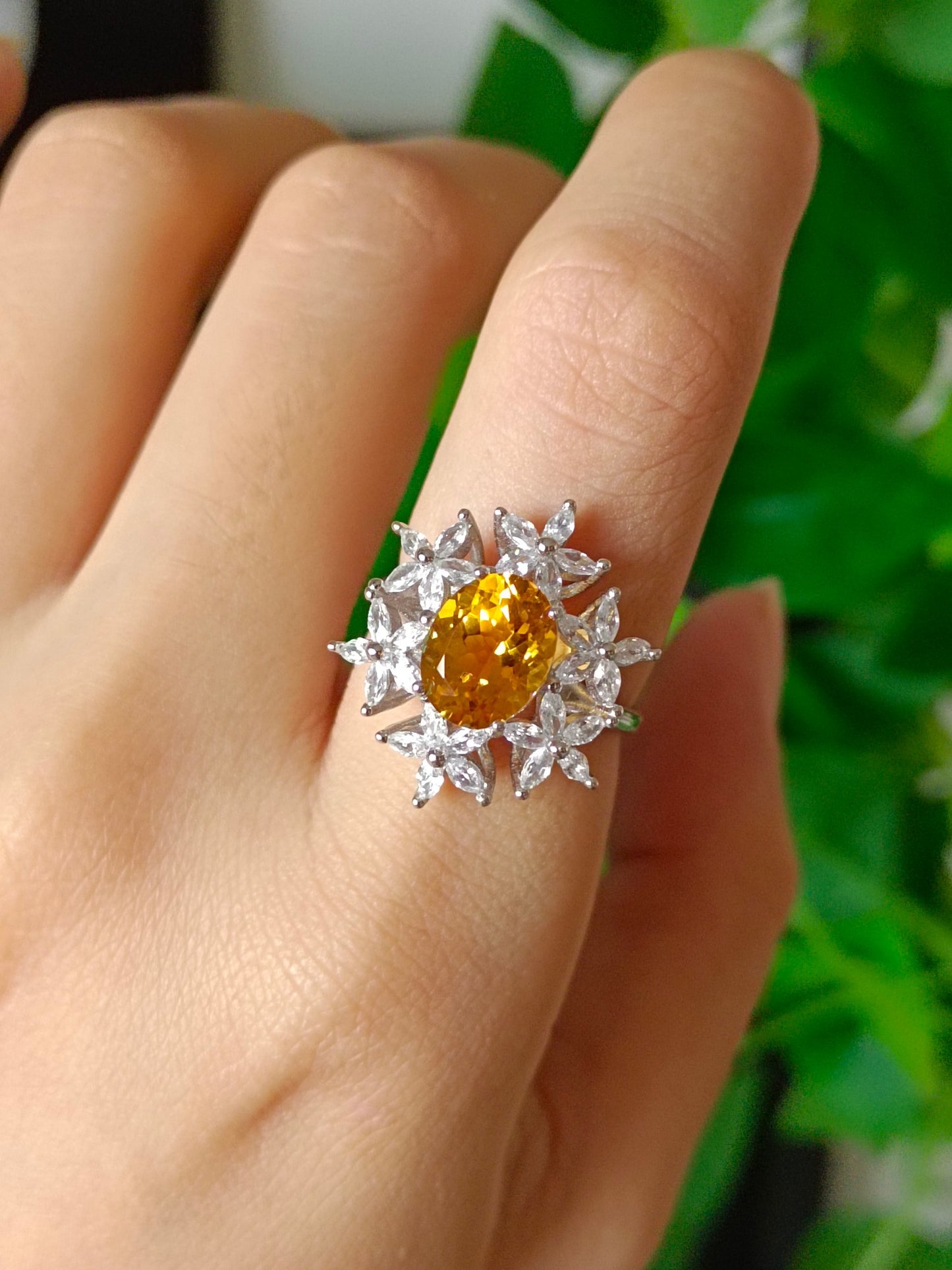 Cincin Citrine Kuning Asli yang Mewah - Barang Kemas Terindah