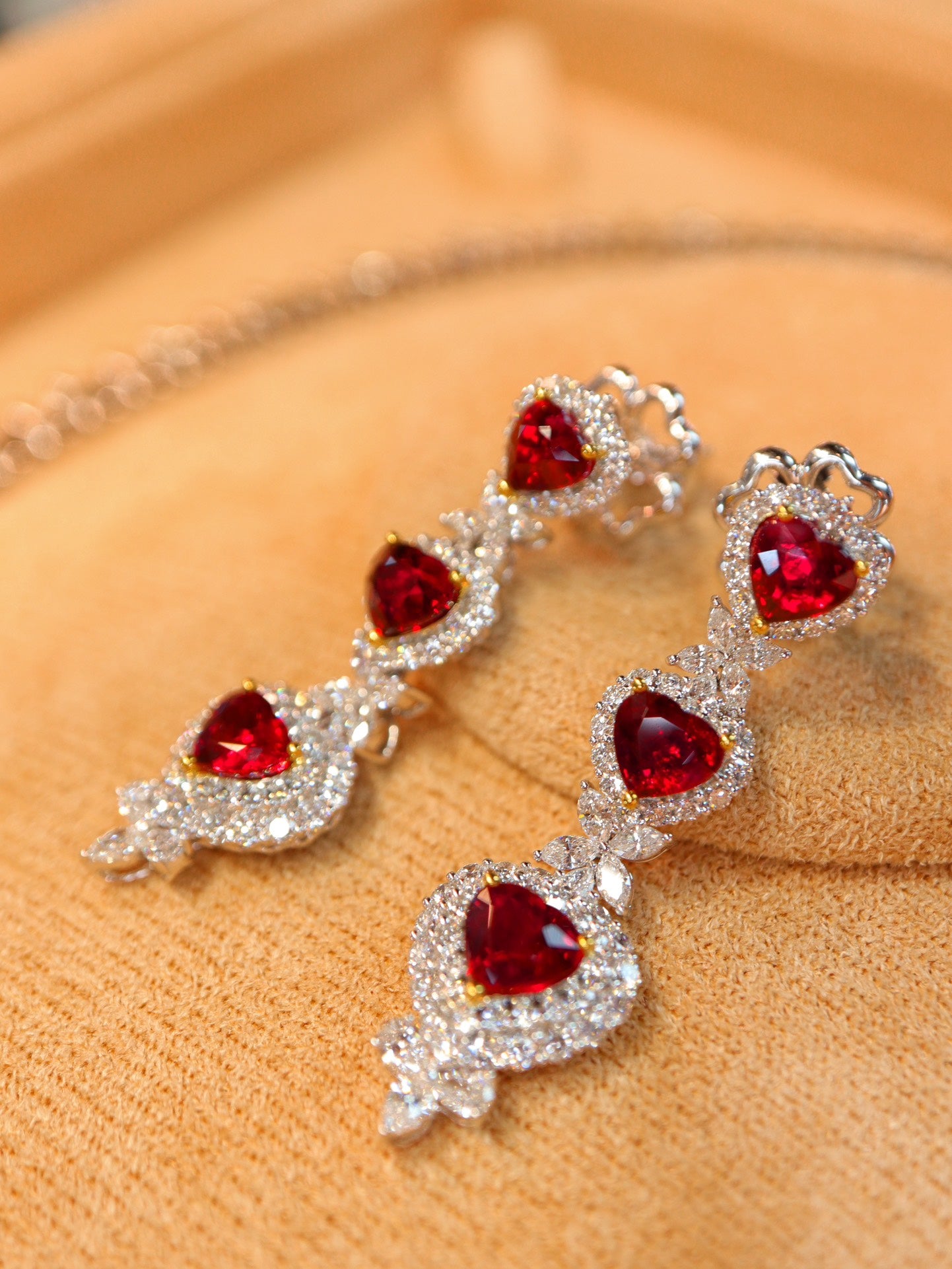 Exclusive Collection: Heart-Cut Ruby Evening Jewelry Set