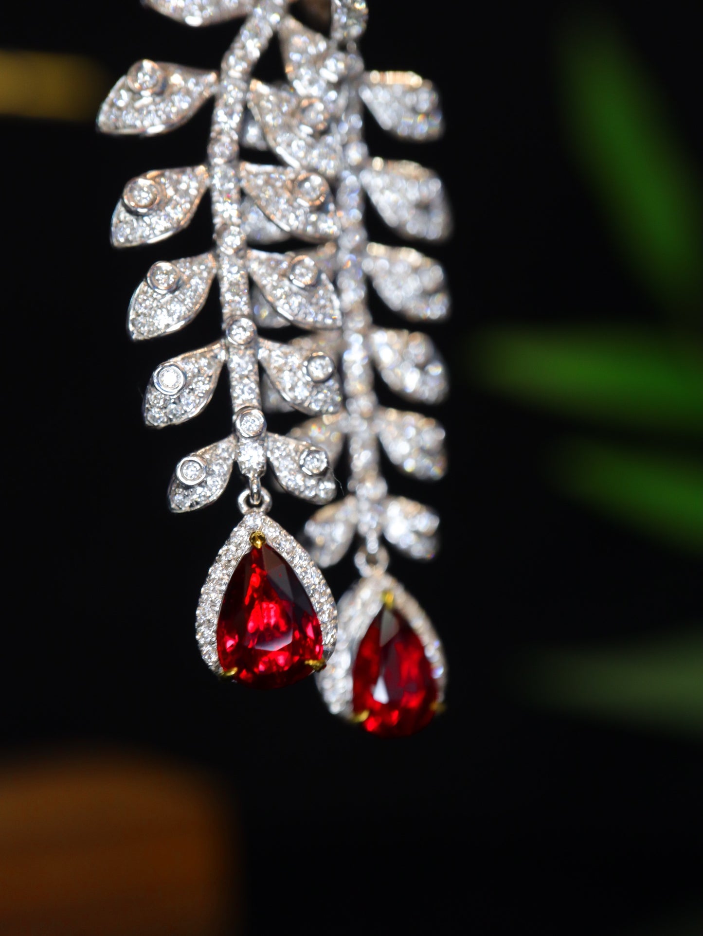 Luxurious High-End Jewelry: Exquisite Lady's Ruby and Diamond Earrings