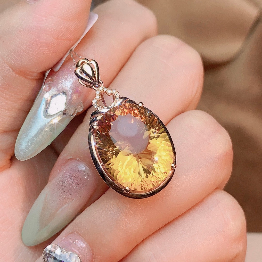 Exquisite Yellow Crystal Pendant Jewelry