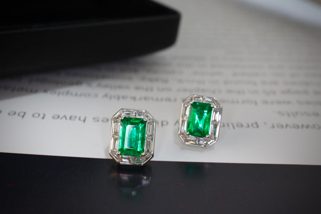 Electrifying Emerald Elegance: Zambian Emerald Stud Earrings