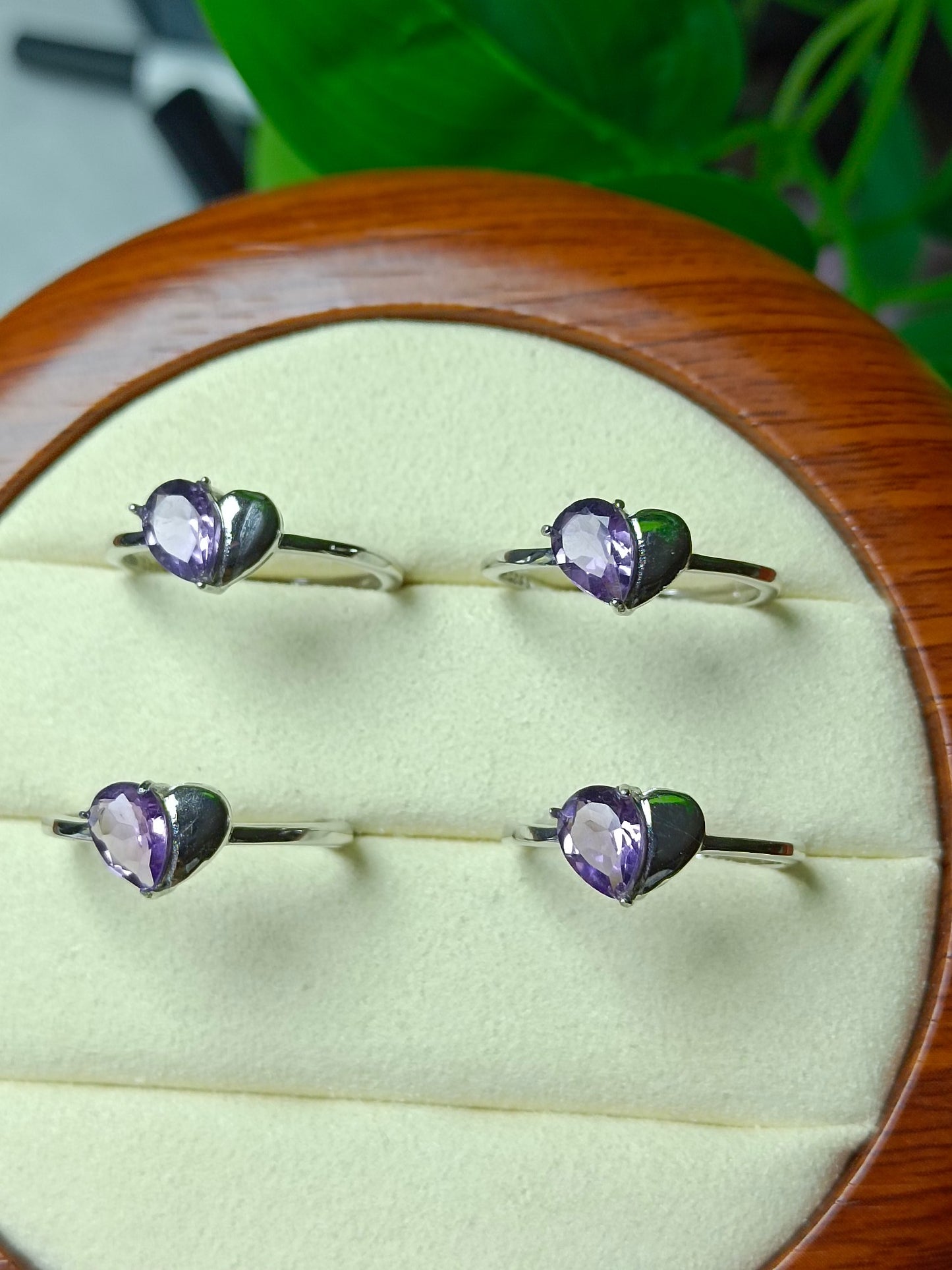 Natural Amethyst Water Drop Heart Ring - Exquisite Jewelry for Elegance