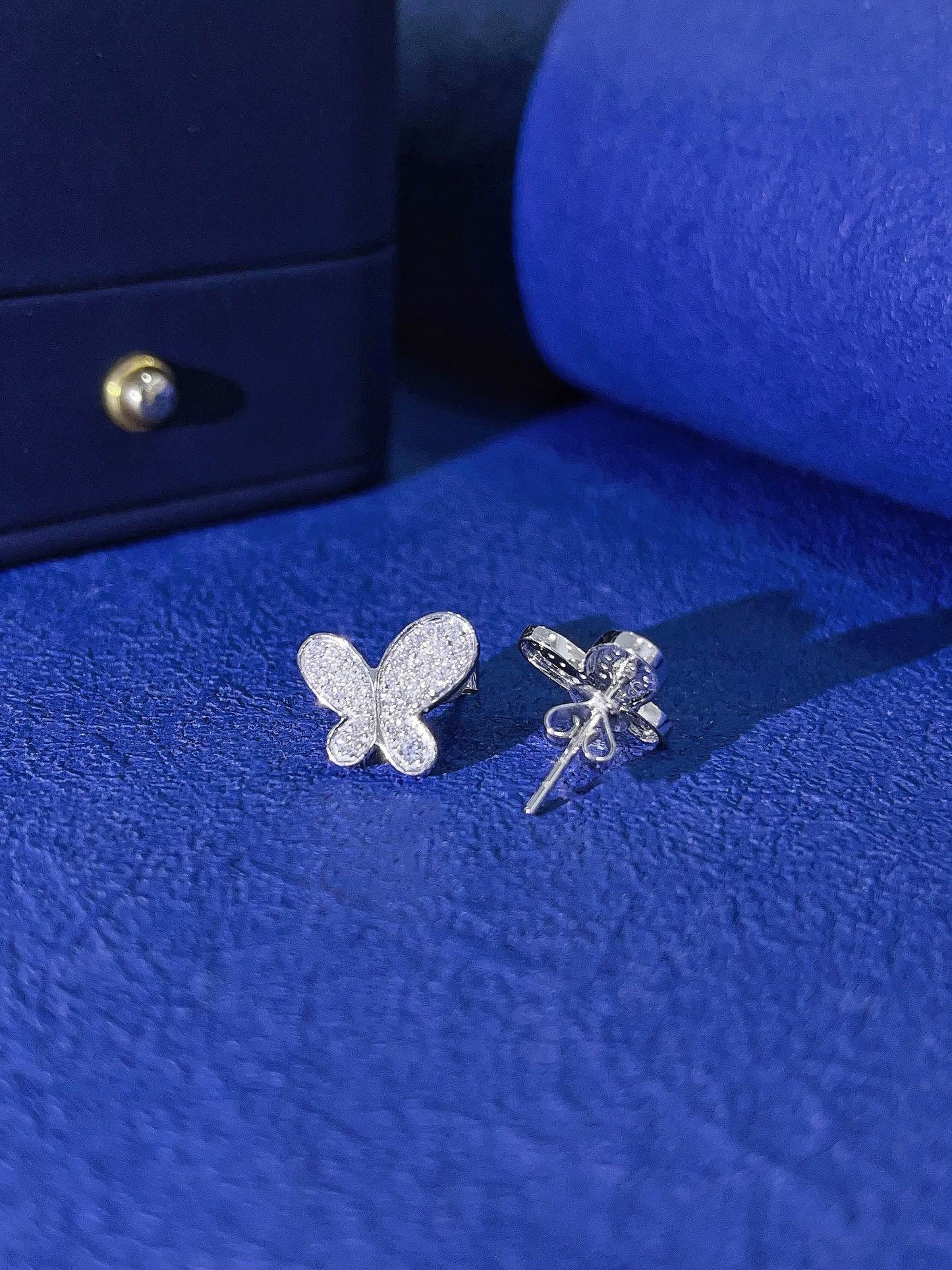 9K Cultured Diamond Irregular Butterfly Earrings