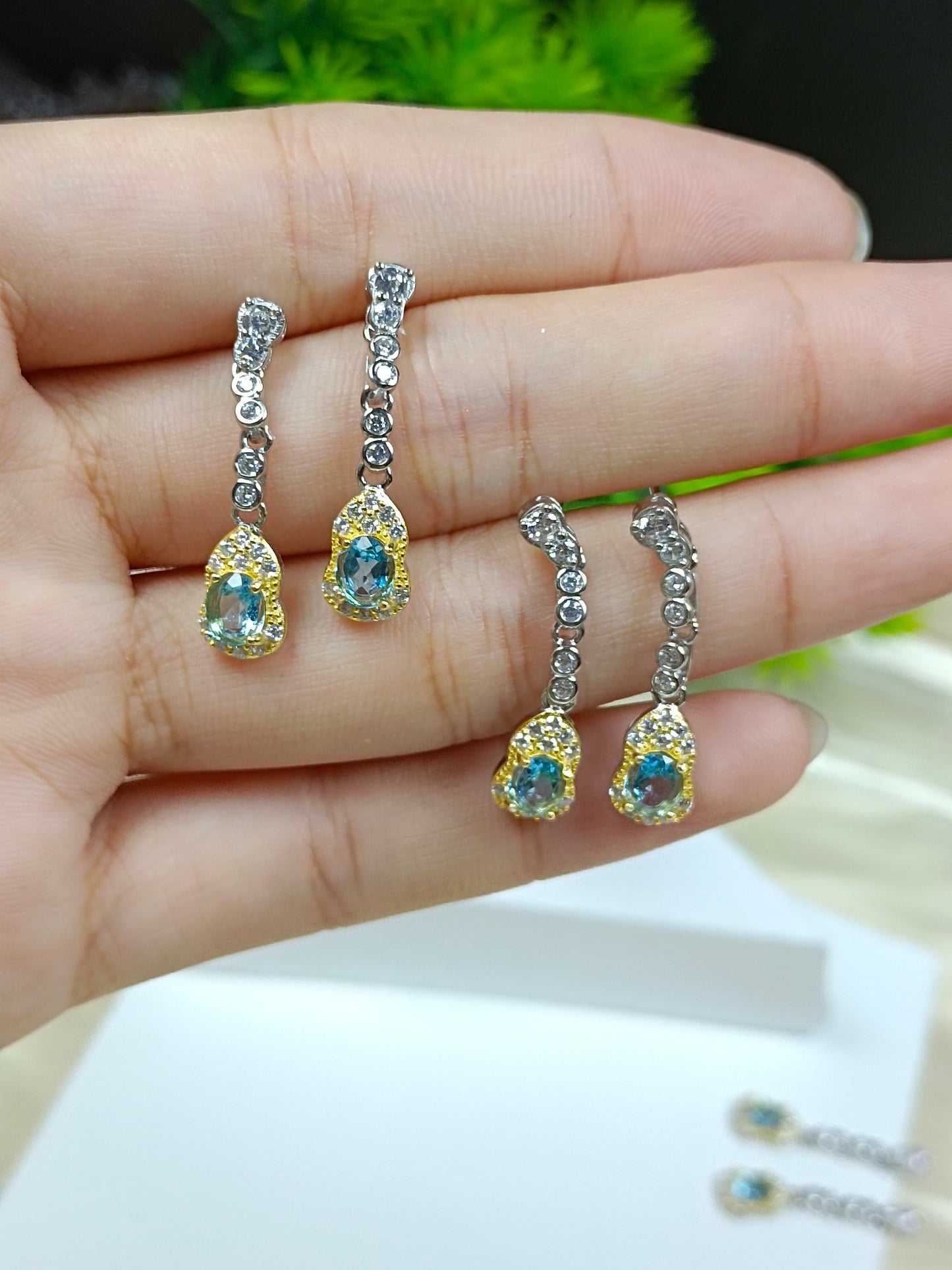 S925 Silver Embedded Topaz Gourd Earrings - Luxury Minimalist Design Long Earrings with Elegance