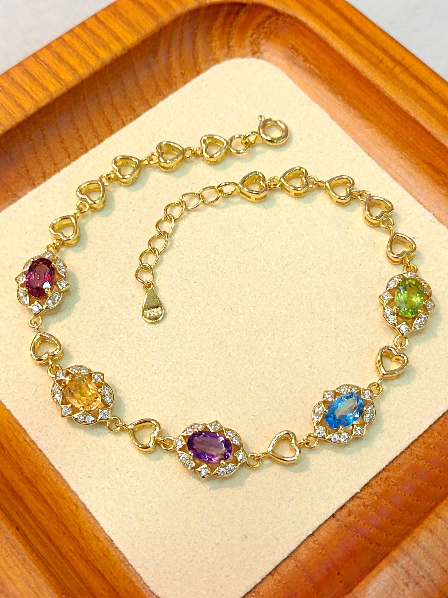 S925 Silver Delicate Multi-Gemstone Bracelet - A Summer Essential