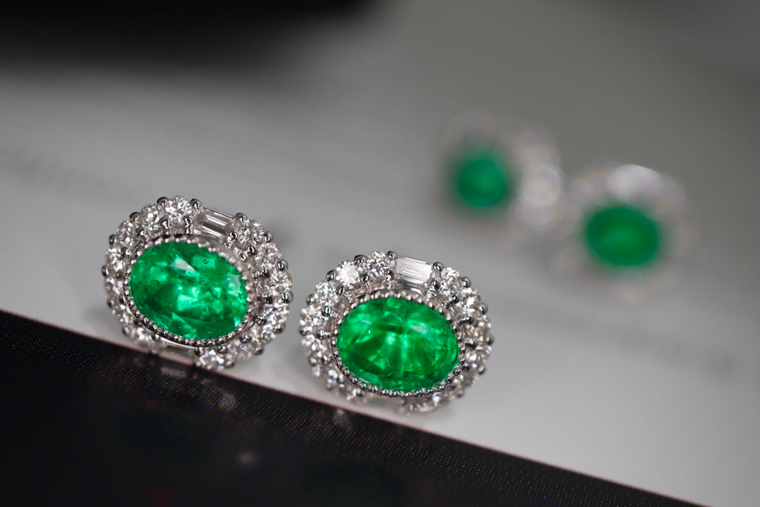 Panjshir Emerald Diamond Earrings - Elegant Daily Wear Jewelry