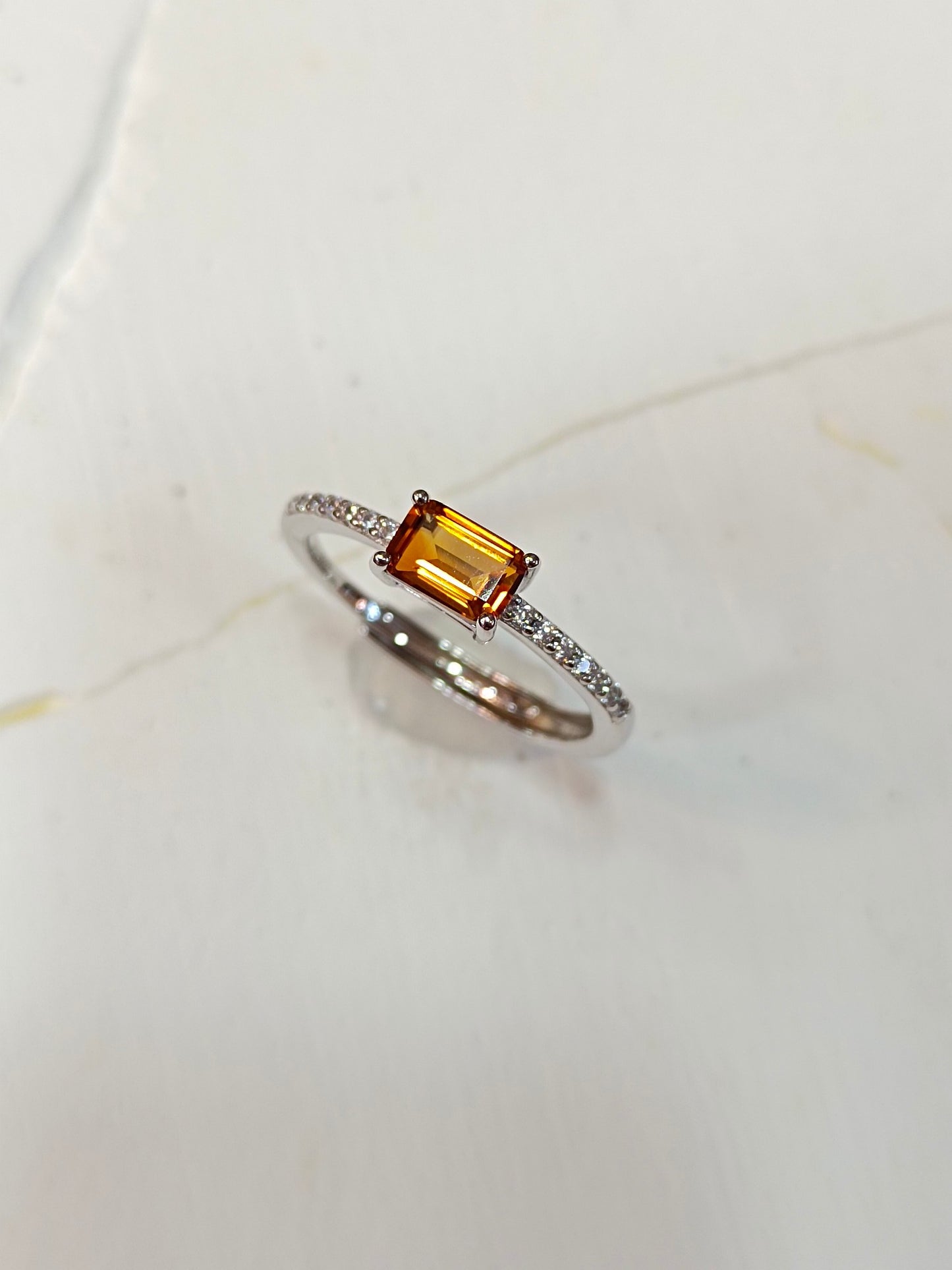 S925 Silver Exquisite Inlay Premium Caramel Citrine Ring - Sweet Little Sugar Cube Jewelry