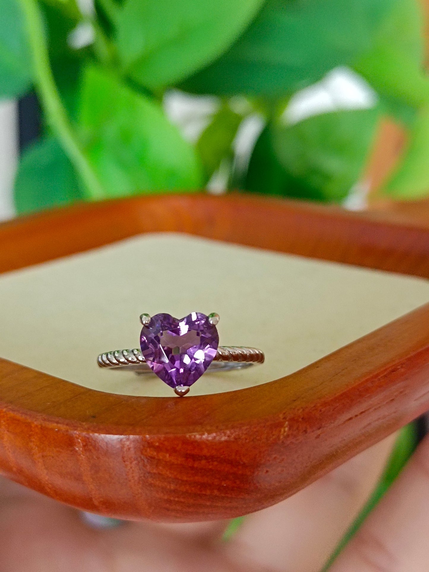 Mystic Purple Heart Ring - Natural Amethyst Jewelry