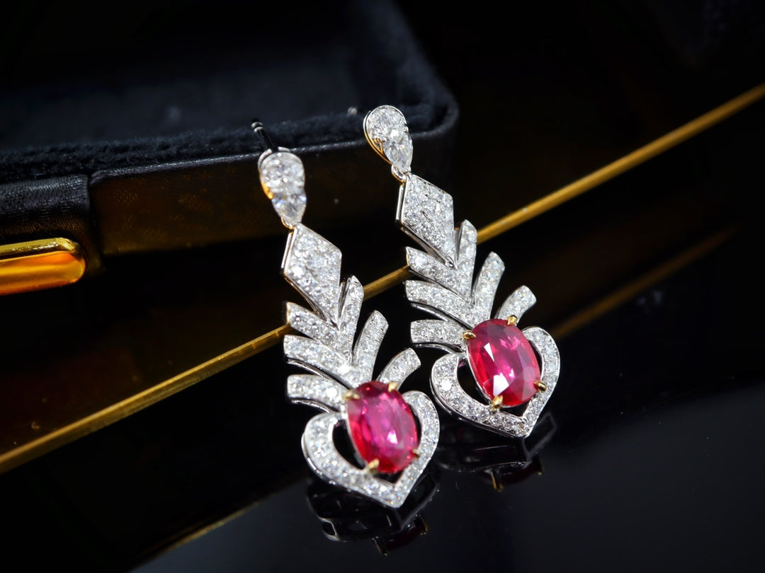 Exquisite Pigeon Blood Red Ruby Earrings - A Jewelry Treasure