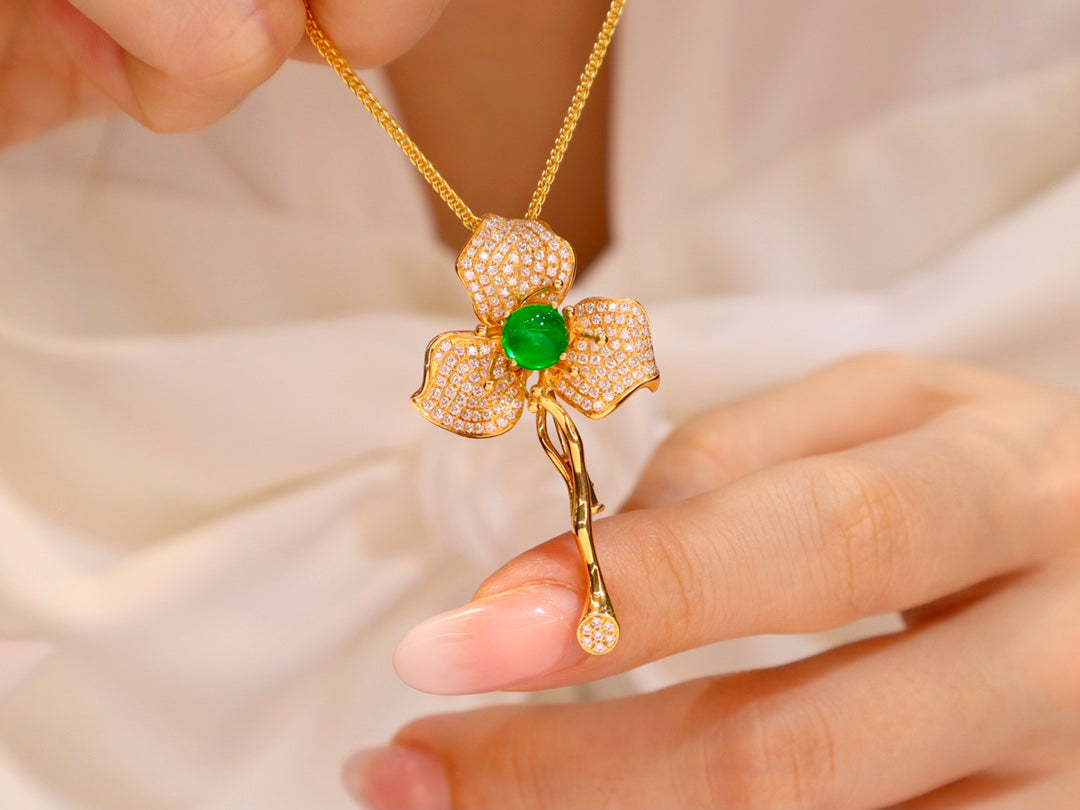 Emerald Flower Branch Brooch/Pendant Jewelry - Elevate Your Elegance