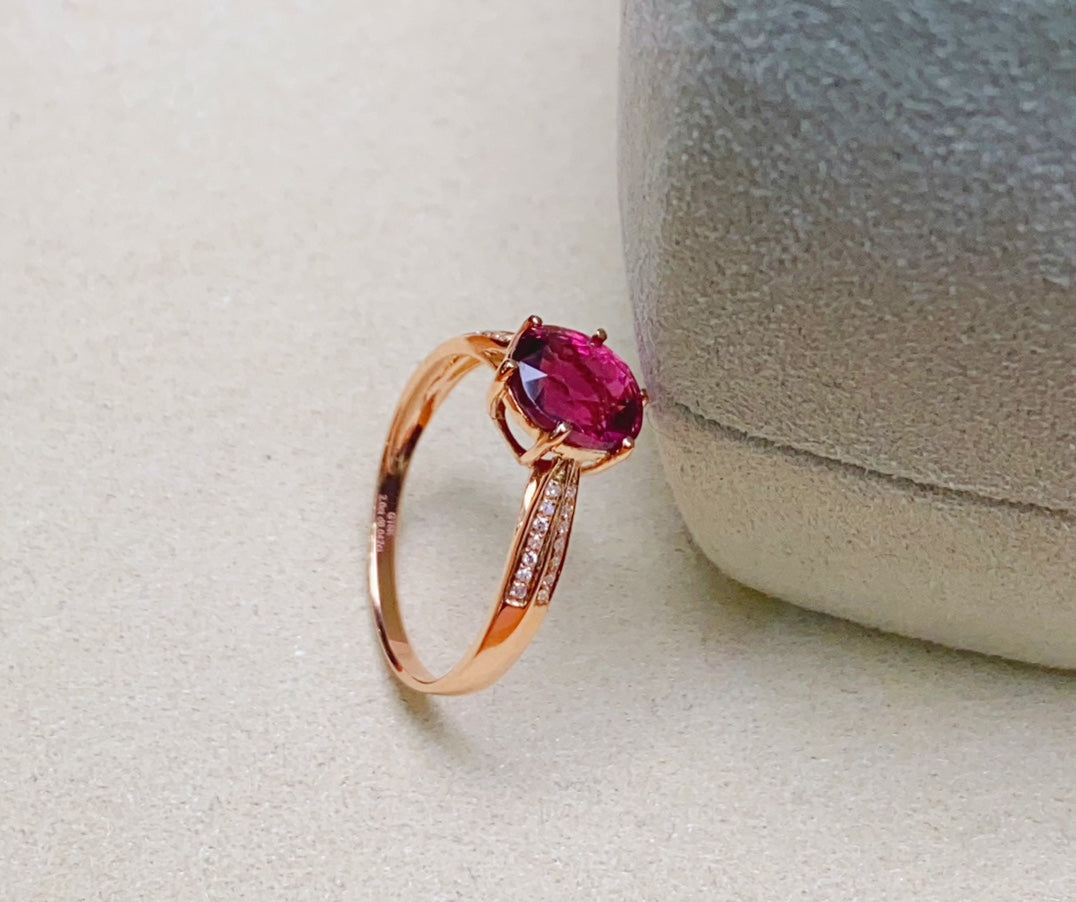 Exquisite Red Tourmaline Ring - A Jewel of Good Fortune