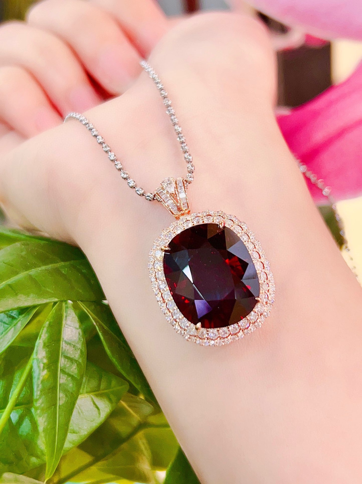 Collectors' Grade Beauty: Pigeon Blood Red Large Carat Tourmaline Pendant in 18K Gold