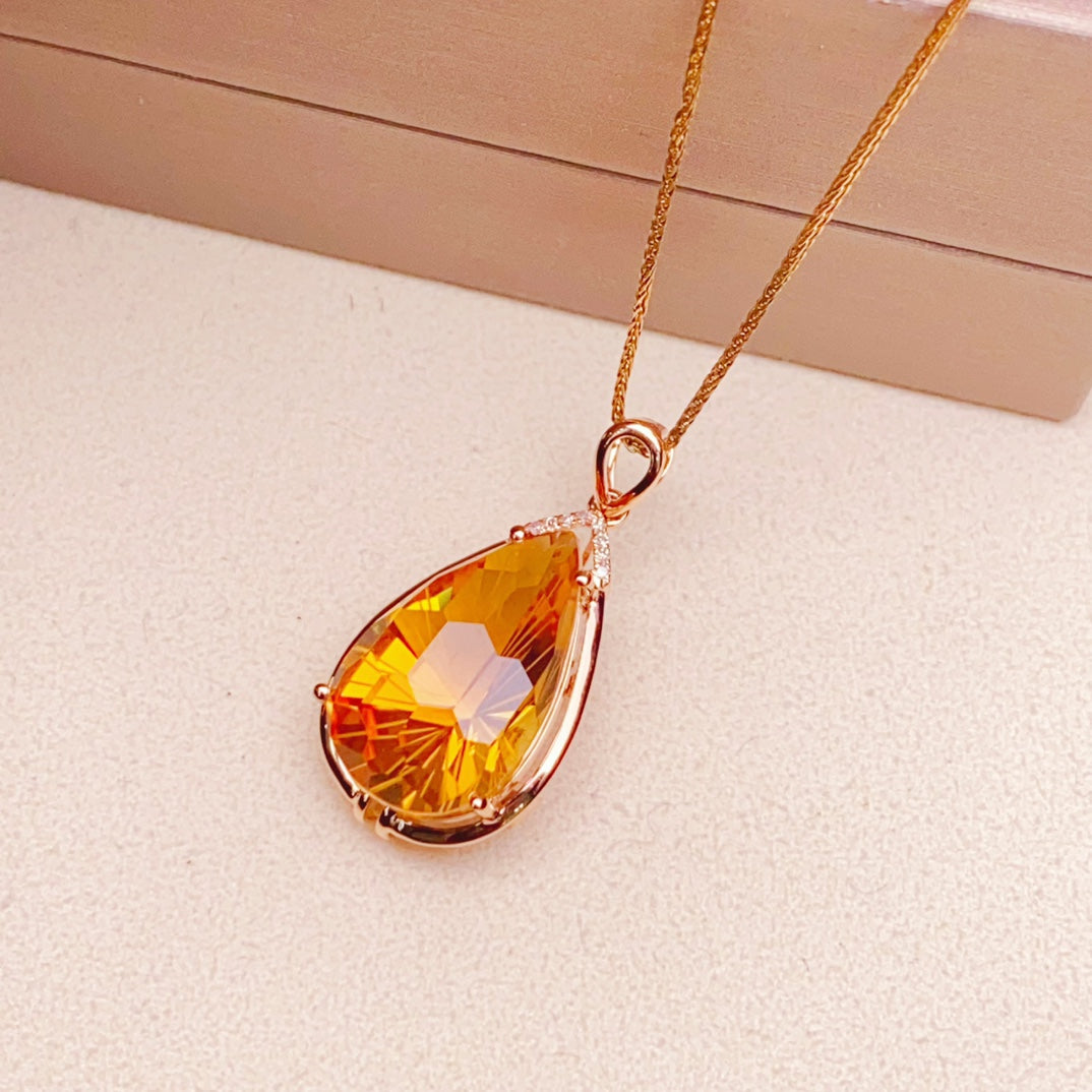 Charme Radiant Sunlight - Bijoux pendentif citrine jaune