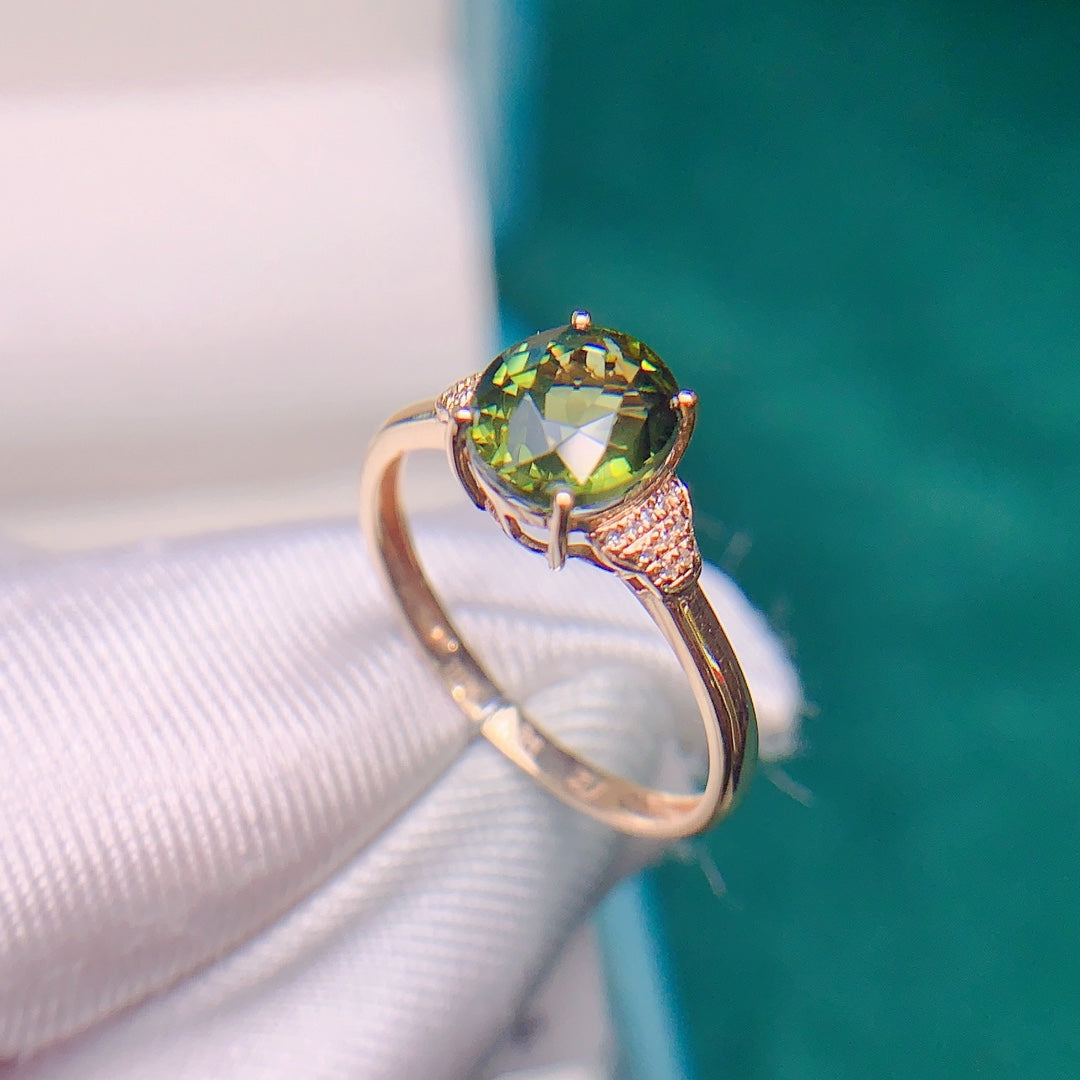 Natural Tourmaline Ring with 18k Gold and Diamond Accents - Jewelry Delight