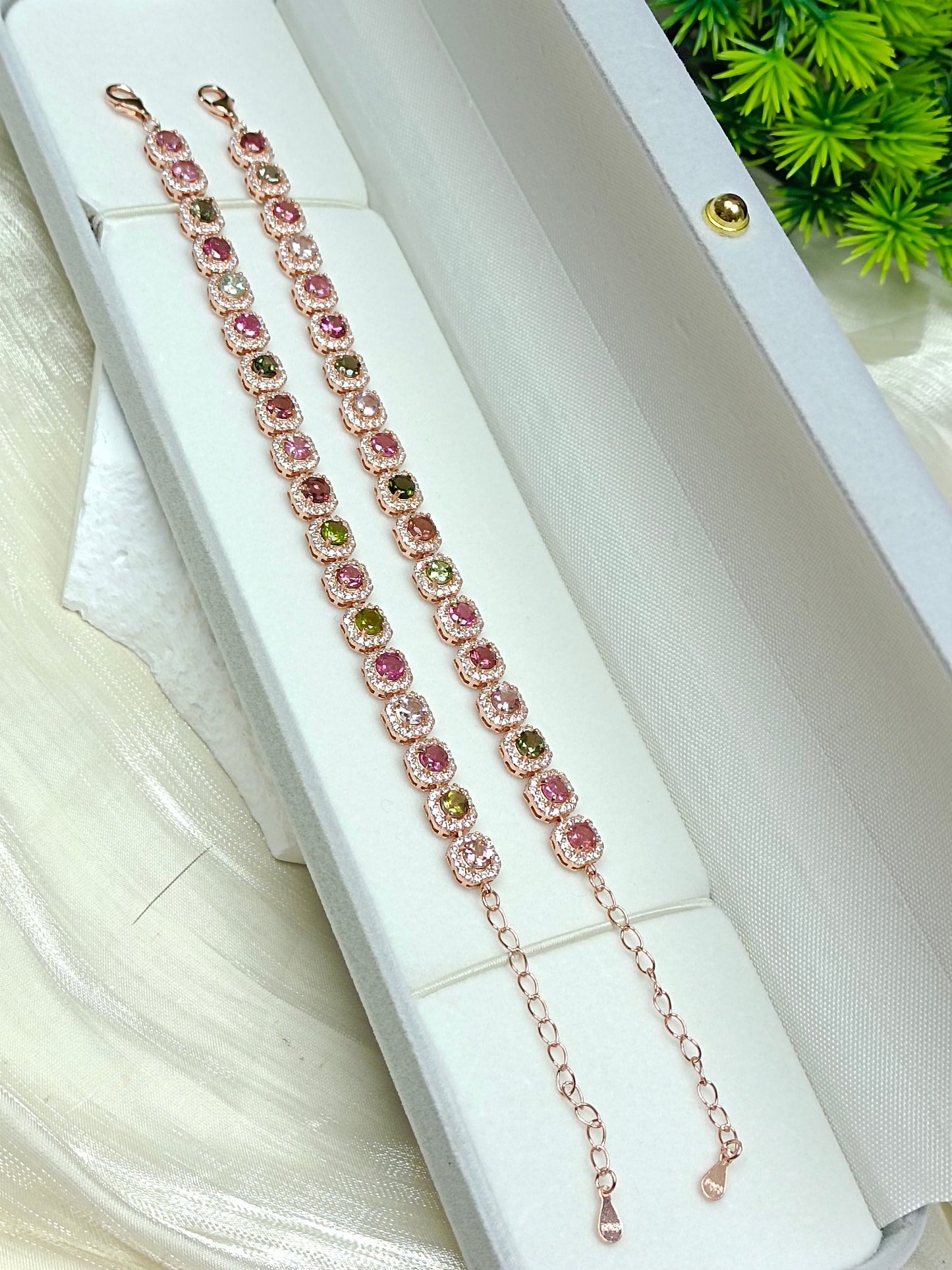 S925 Silver Embedded Tourmaline Bracelet - "Wrist Rainbow" Candy-Colored Jewelry