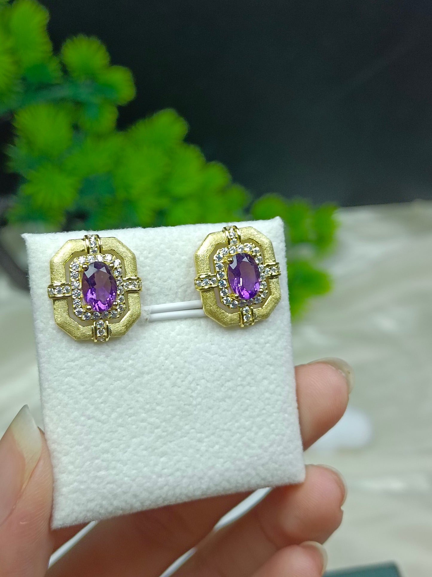 Exquisite S925 Silver Embedded Amethyst Luxury Jewelry Set