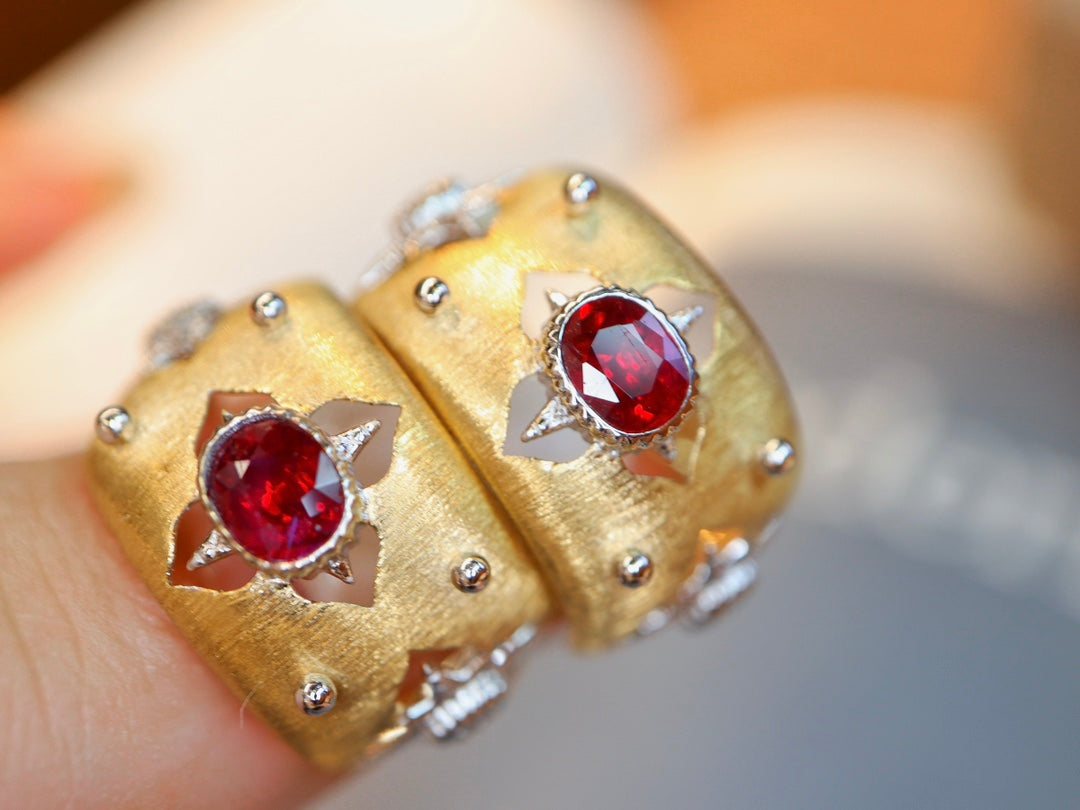 Buccellati-Style Ruby Ear Clips Jewelry