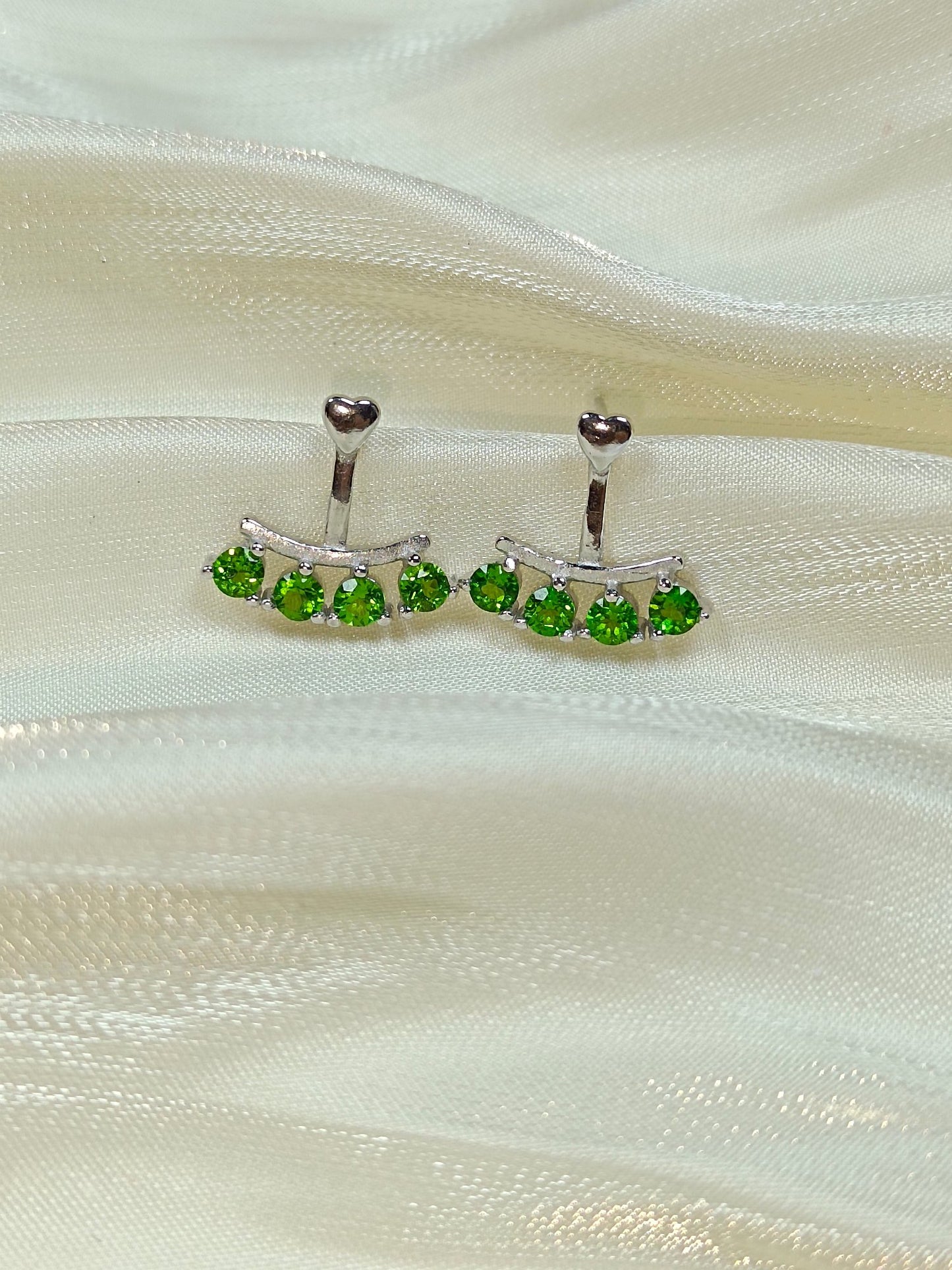 S925 Silver Embedded Diopside Earrings - New Minimalist Style for Versatile Wear