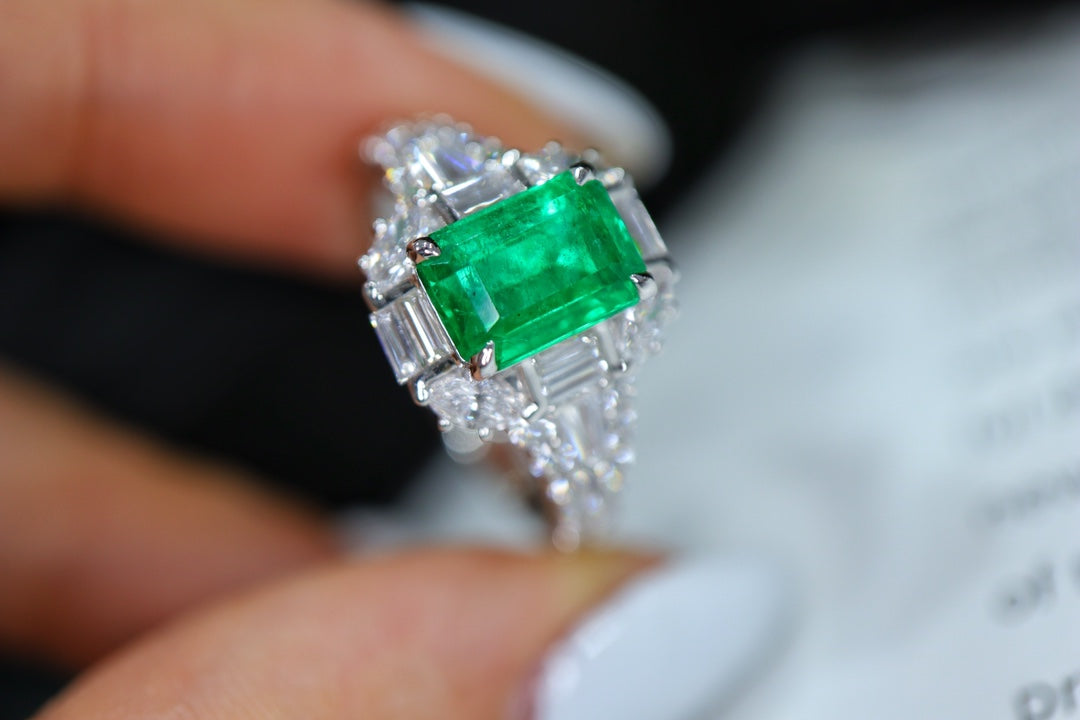 Zambian Emerald Ring - Vivid Green Luxury Jewelry