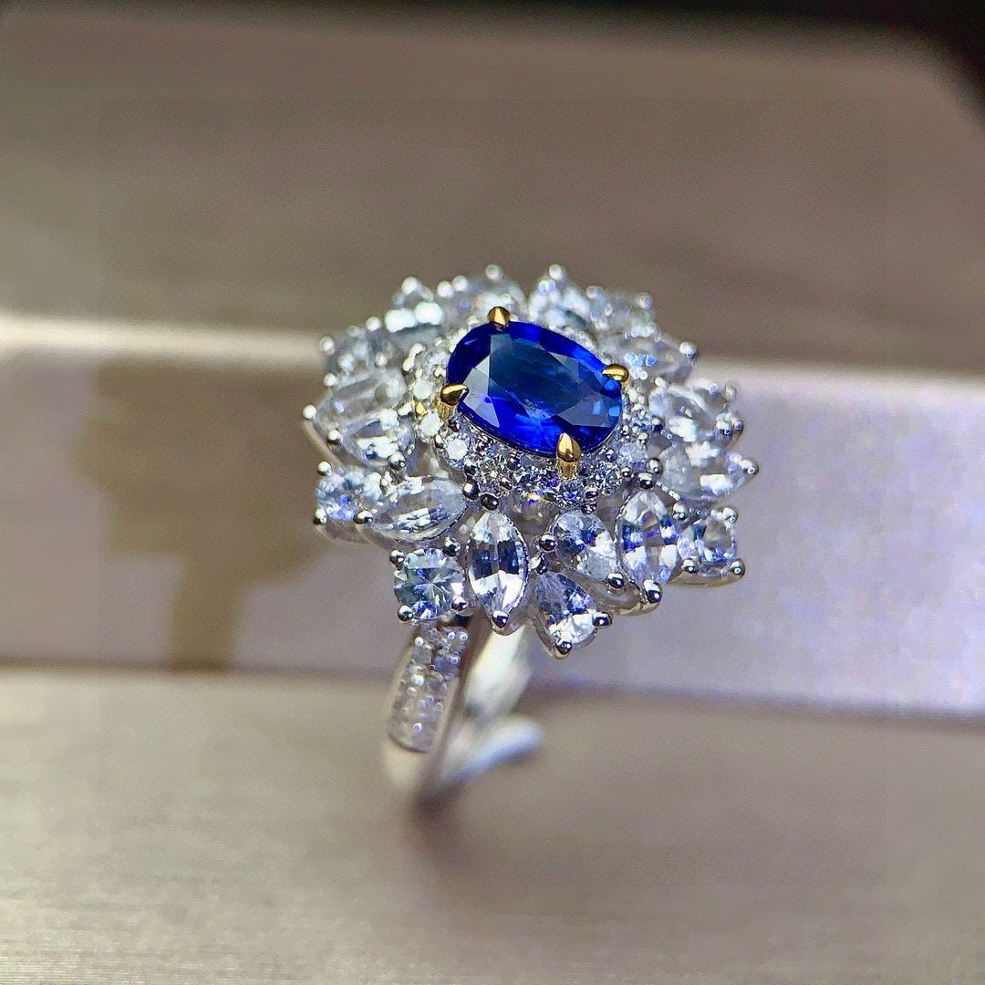 Luxury Sapphire Ring with Diamond Accents - High-End Jewelry