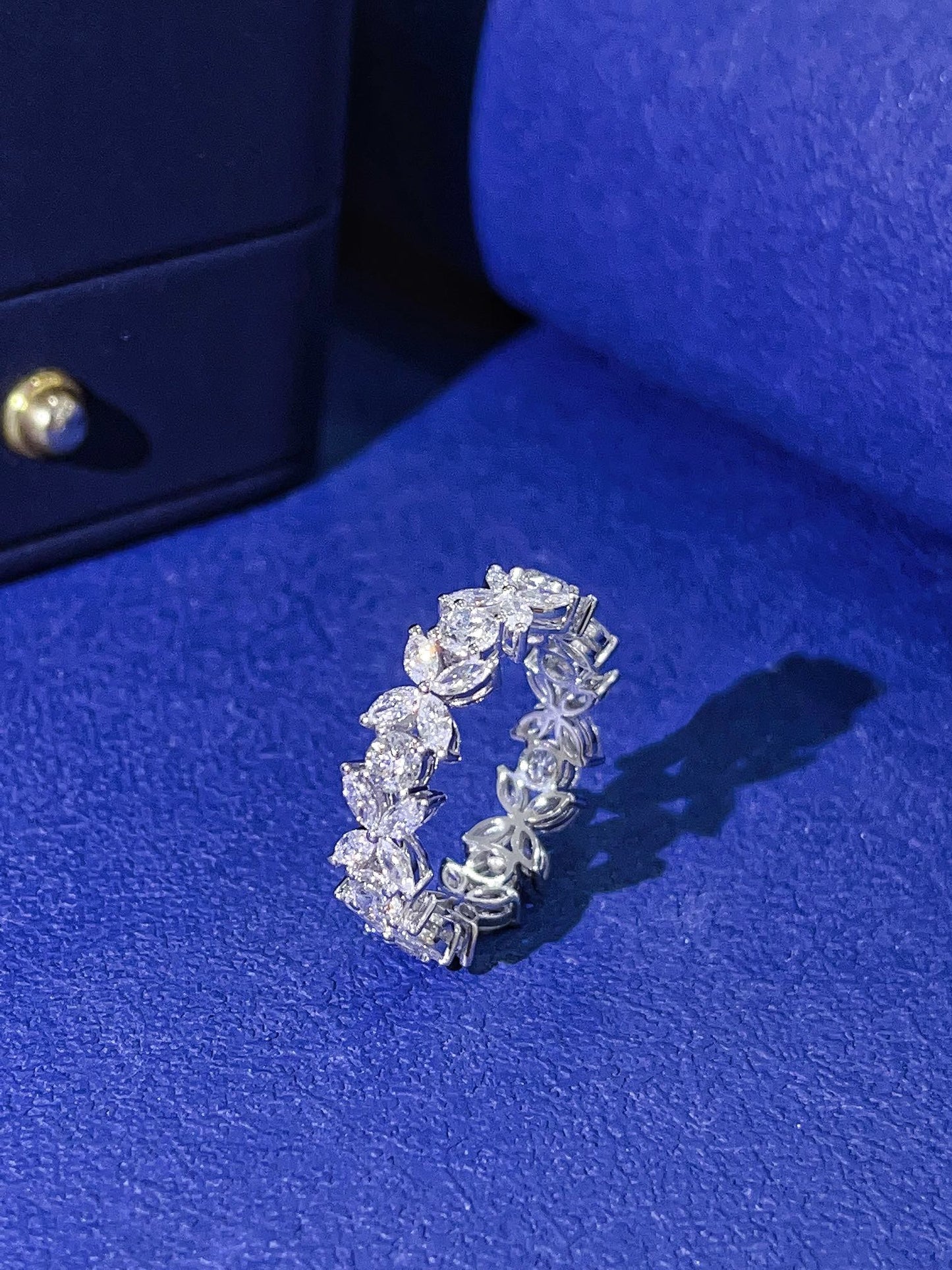 9K Diamond Cultured Marquise Four-Leaf Clover Full Pavé Ring | Premium Jewelry