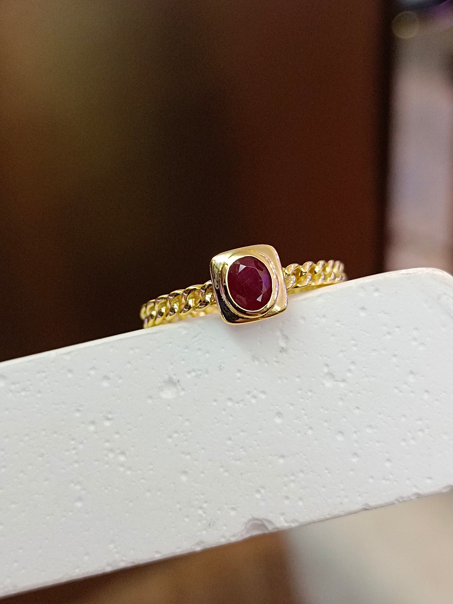 Cincin Ruby Perak S925 Sterling yang Elegan - Barang Kemas Ketukangan Halus