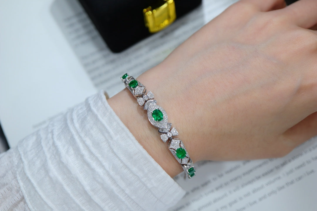 Emerald Jewelry: Afghan Panjshir Emerald Bracelet - Top-Grade沃顿Green