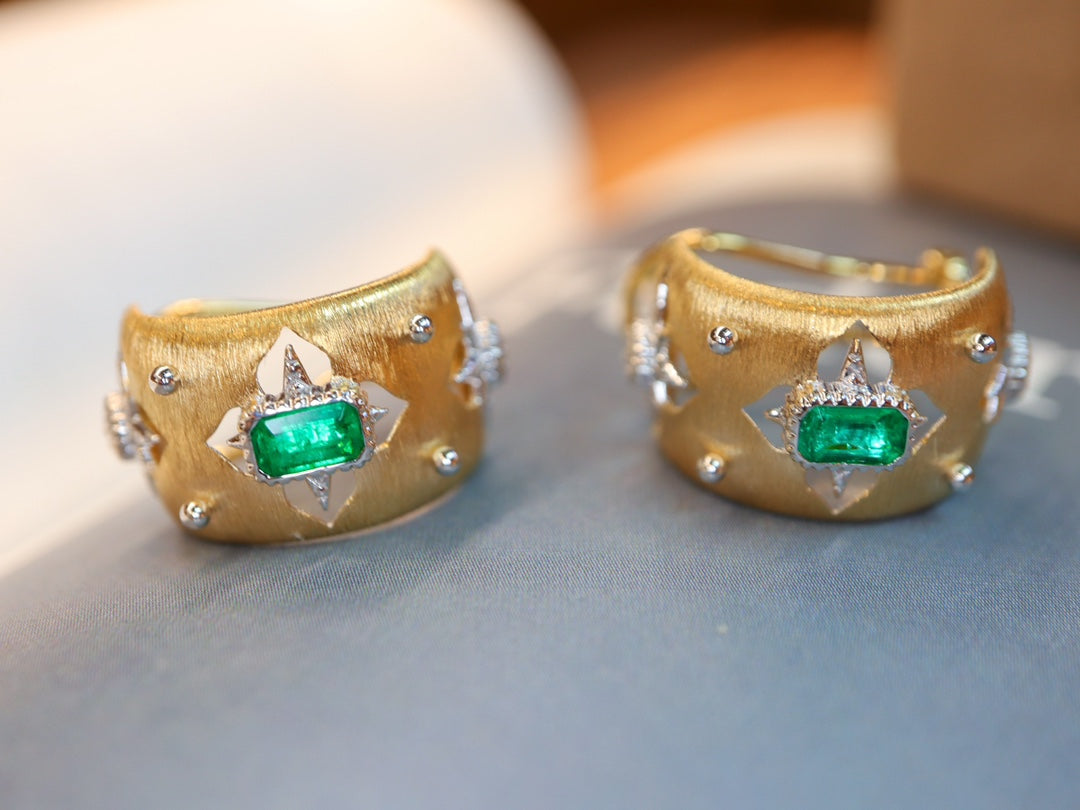 Buccellati-Style Emerald Ear Clips Jewelry