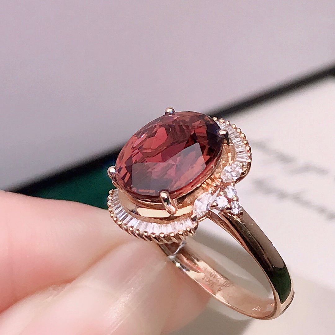 Elegant 18K Gold Natural Tourmaline Ring - A Jewelry Treasure to Cherish