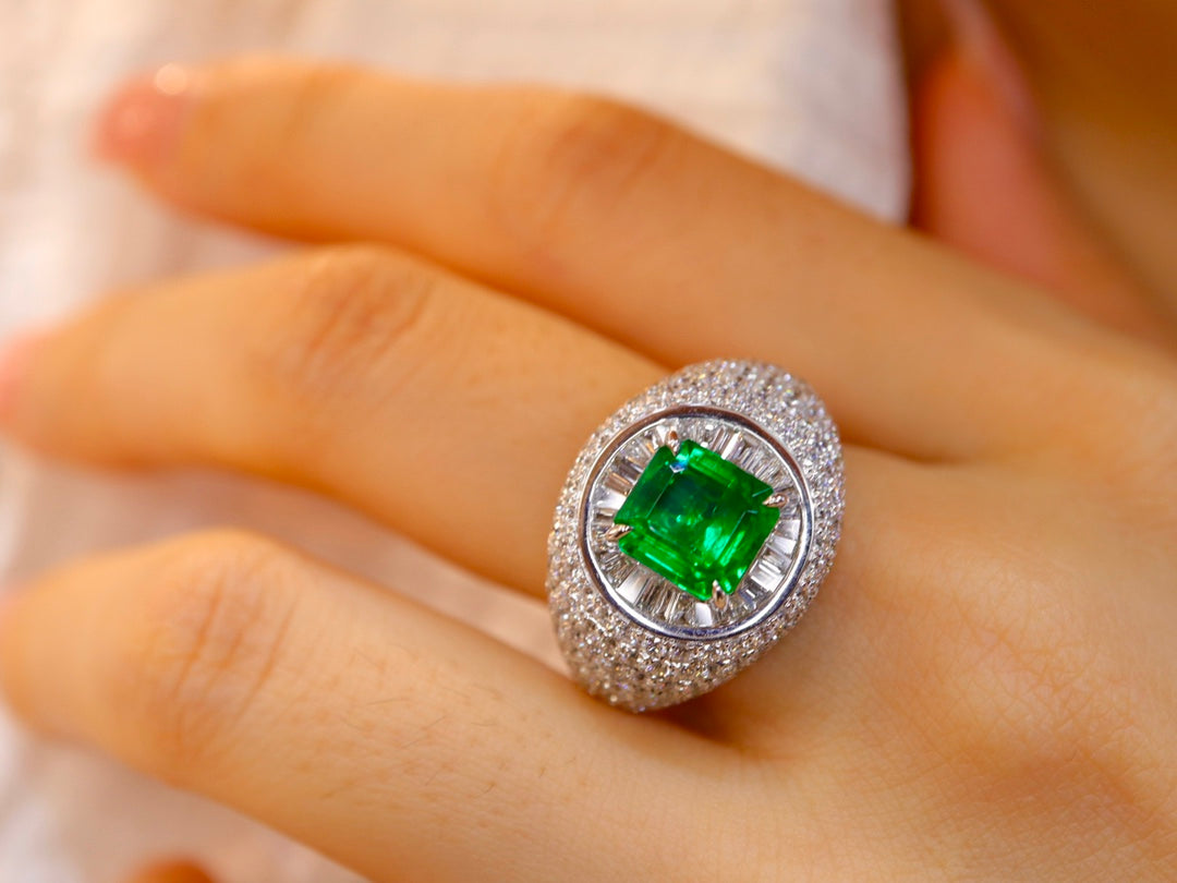 Panjshir Emerald Ring - Top-Grade Watton Green Jewelry