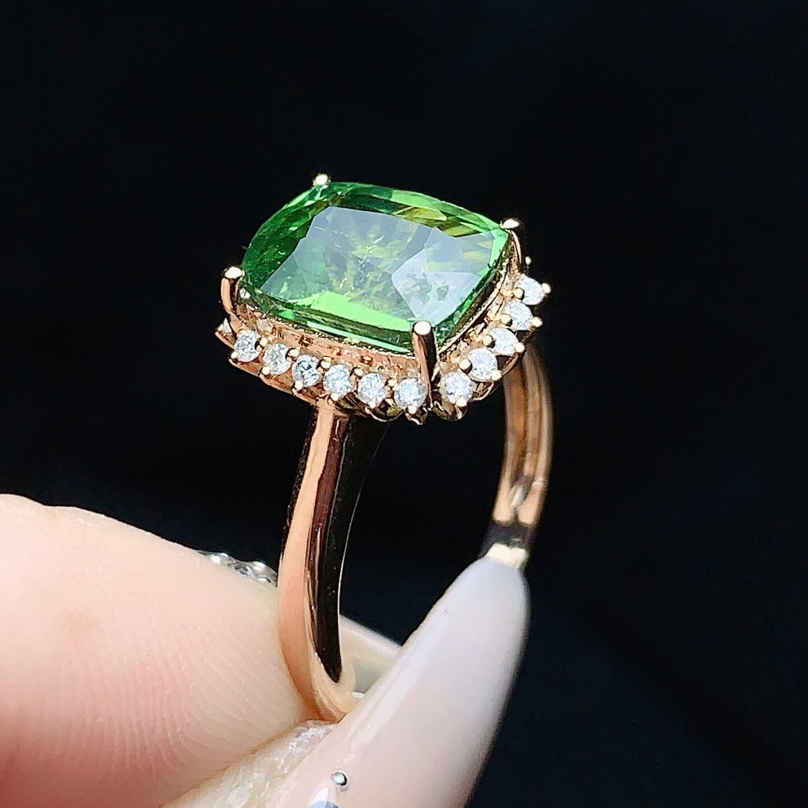 Natural Tourmaline Ring in 18K Gold with Diamond Accents - A Unique Jewelry Piece