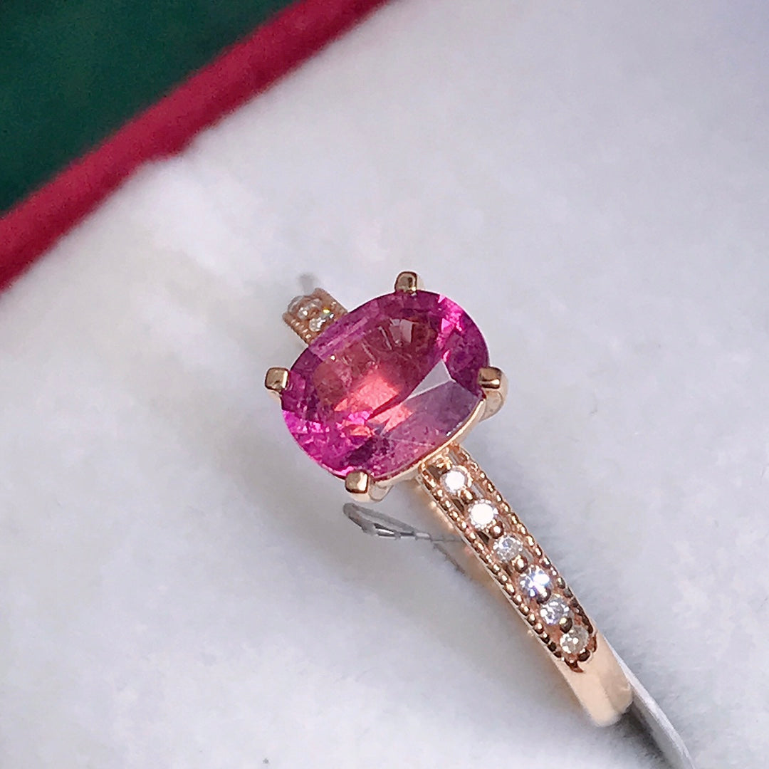 Natural Tourmaline Ring with 18K and Diamond Accents - Jewelry for Elegance