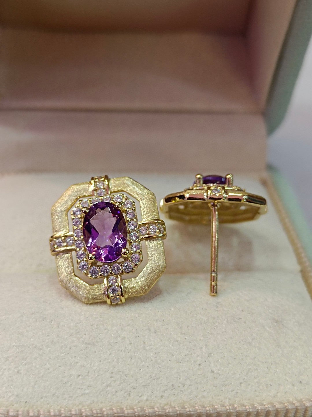 Luxurious Natural Amethyst Earrings - Jewelry for Elegance and Grace