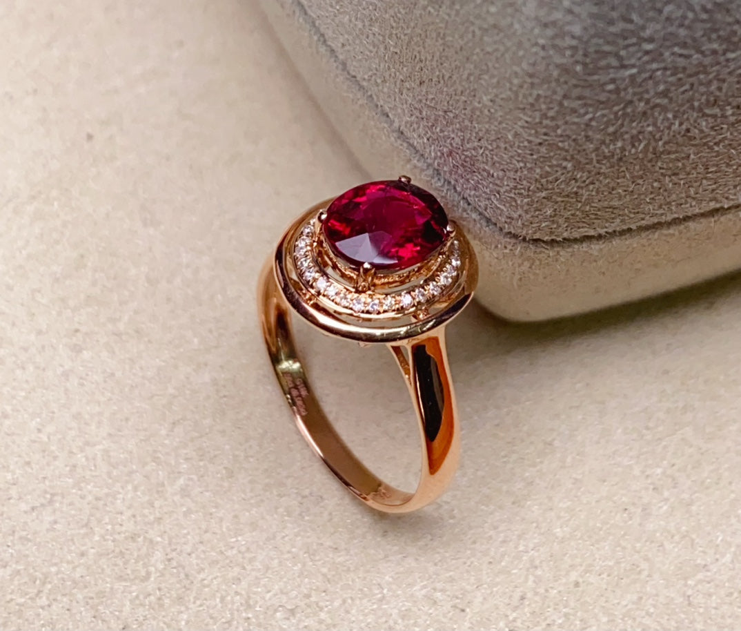 Exquisite Red Tourmaline Ring - A Symbol of Good Fortune and Vitality in Fine Jewelry