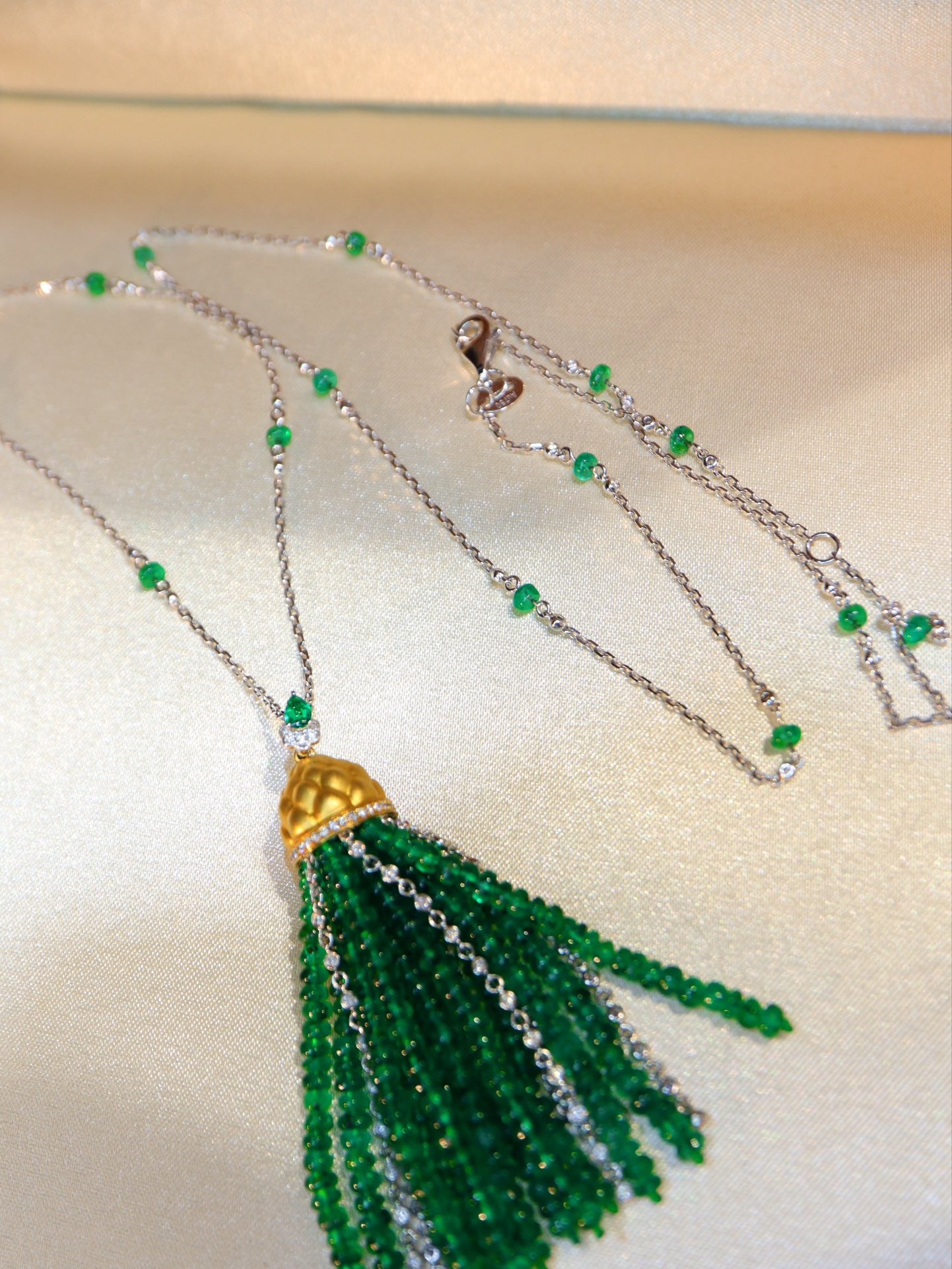 Elegant Emerald Beaded Abacus Pendant Necklace in Jewelry Collection