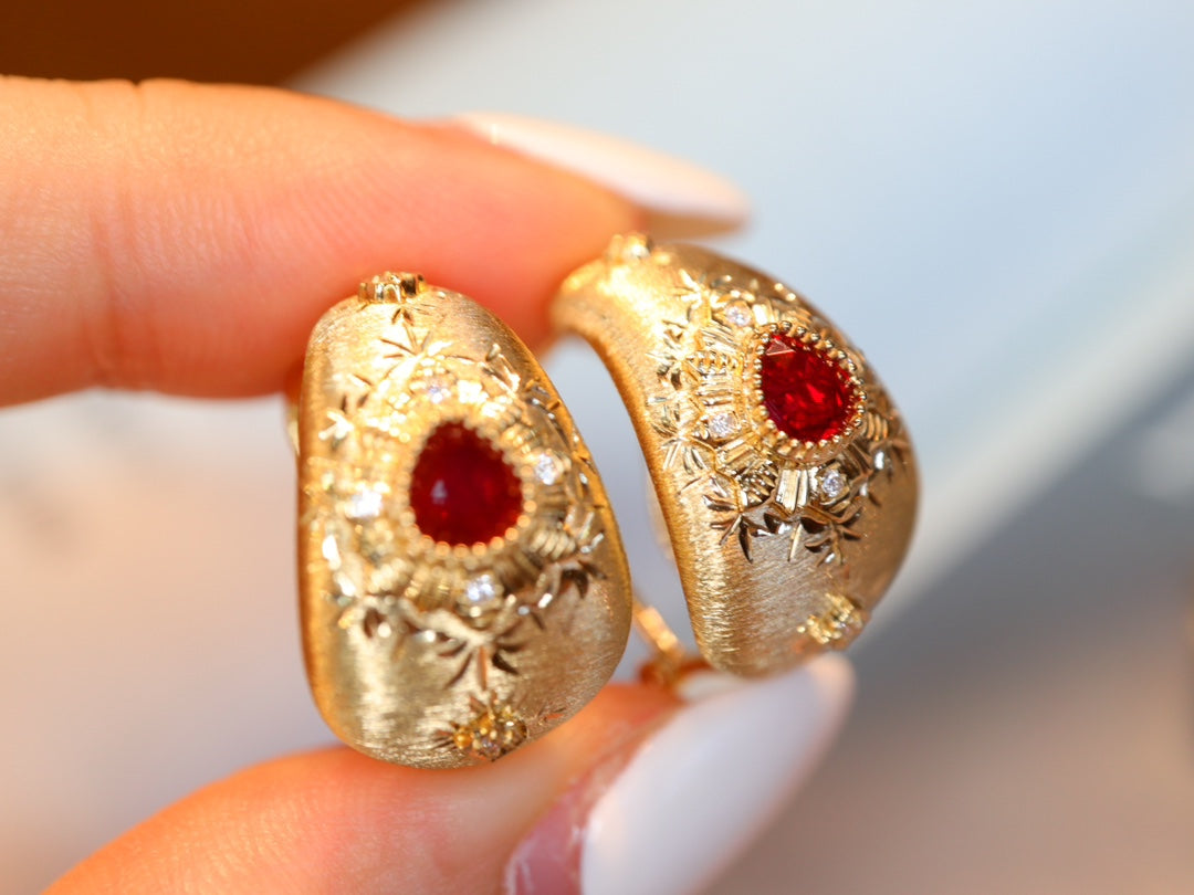 Buccellati-Style Ruby Ear Clips Jewelry: Timeless Elegance