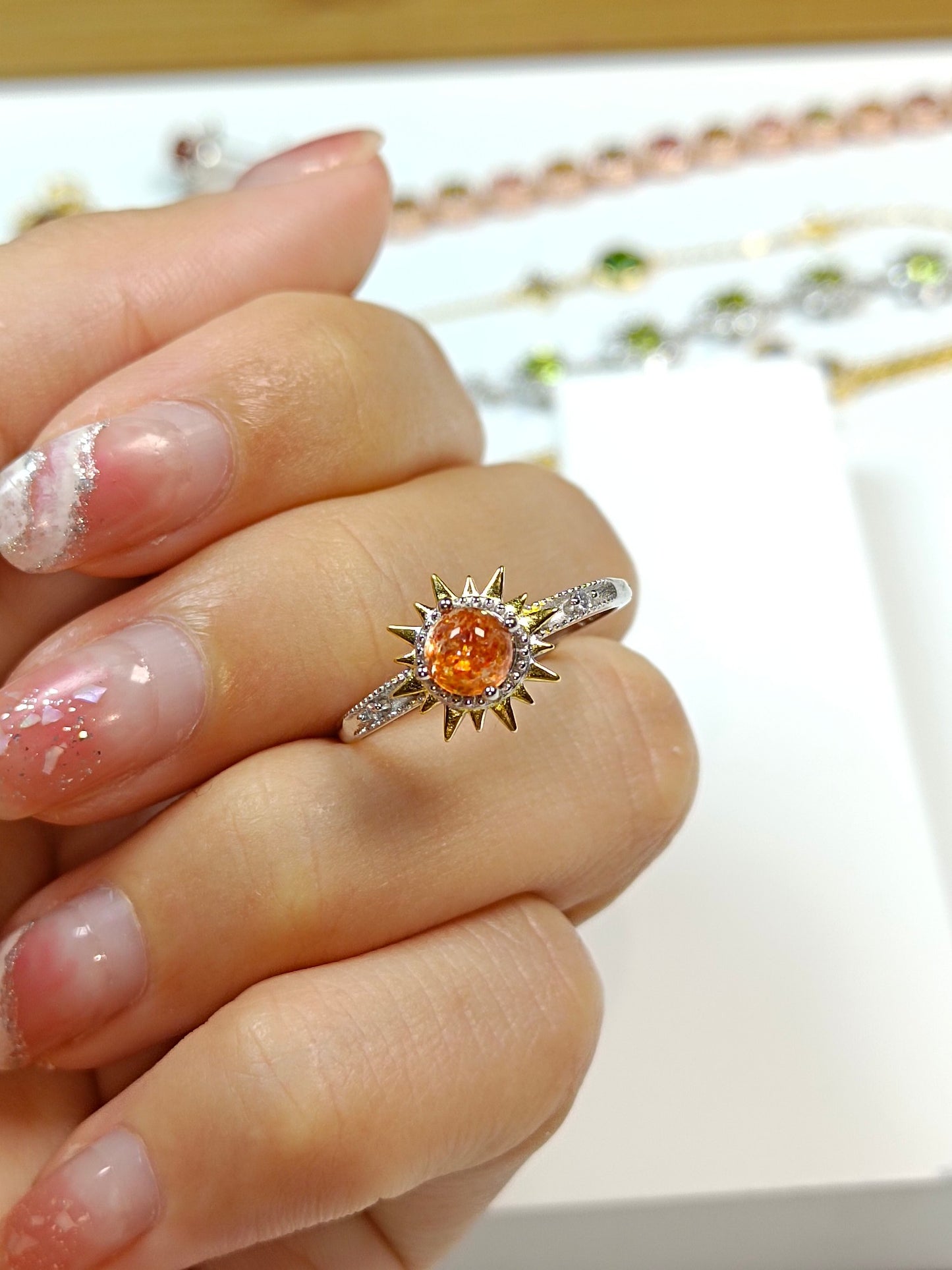 Minimalist Two-Tone Silver and Gold Sunflower Ring - Unique Jewelry