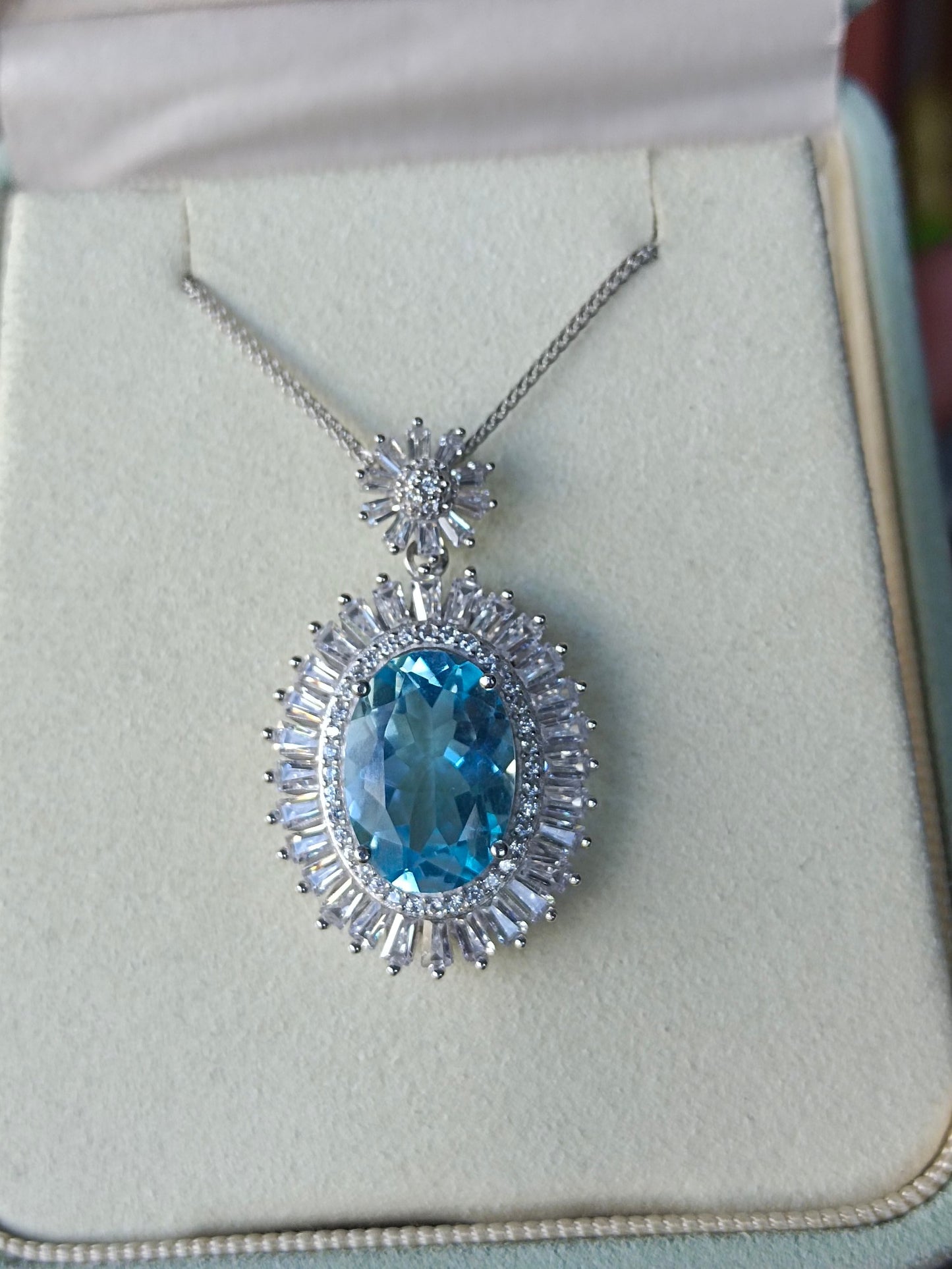 Exquisite Natural Swiss Blue Topaz Pendant - Elegant Jewelry