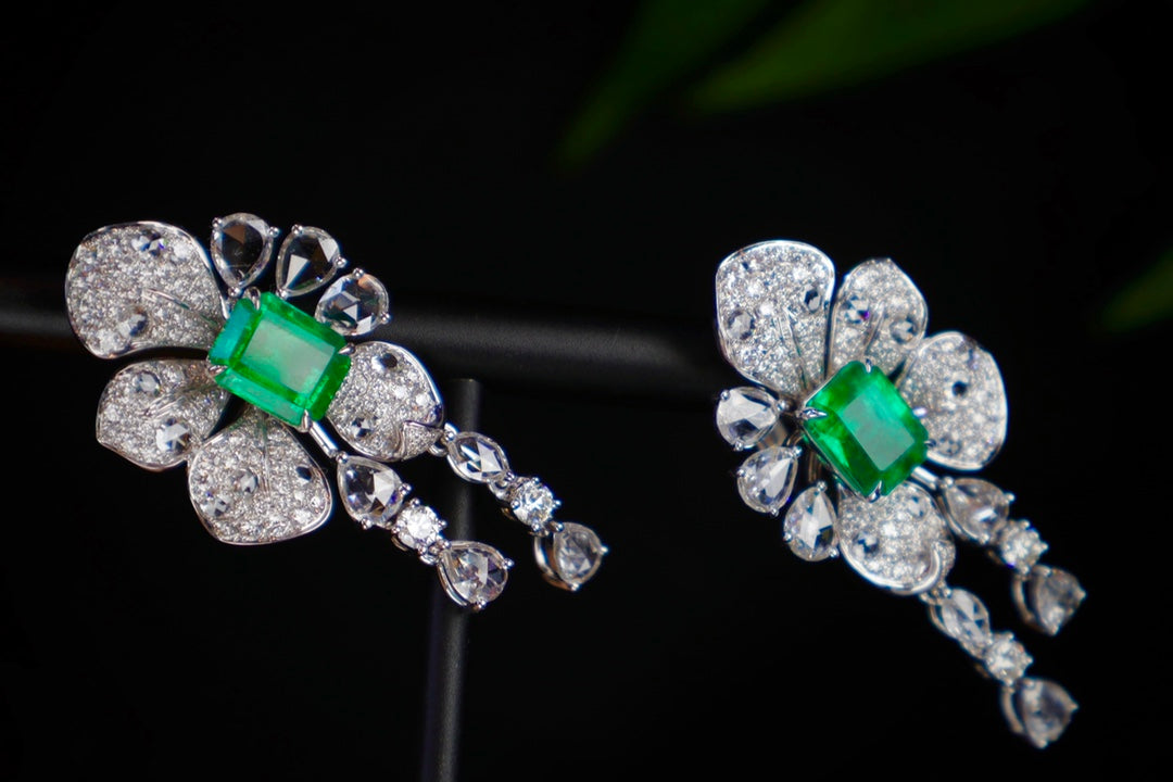 Emerald Earrings "Blooming Elegance": A Unique Jewelry Piece