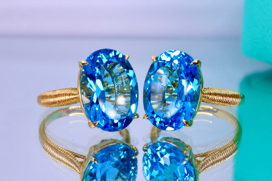 New Arrival: Exquisite Swiss Blue Topaz Ring - Elegant Jewelry