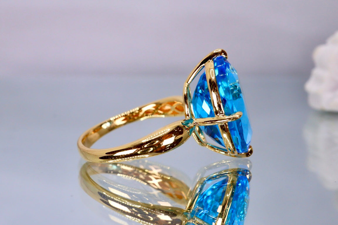 Exquisite Swiss Blue Topaz Ring - A Must-Have Jewelry Piece