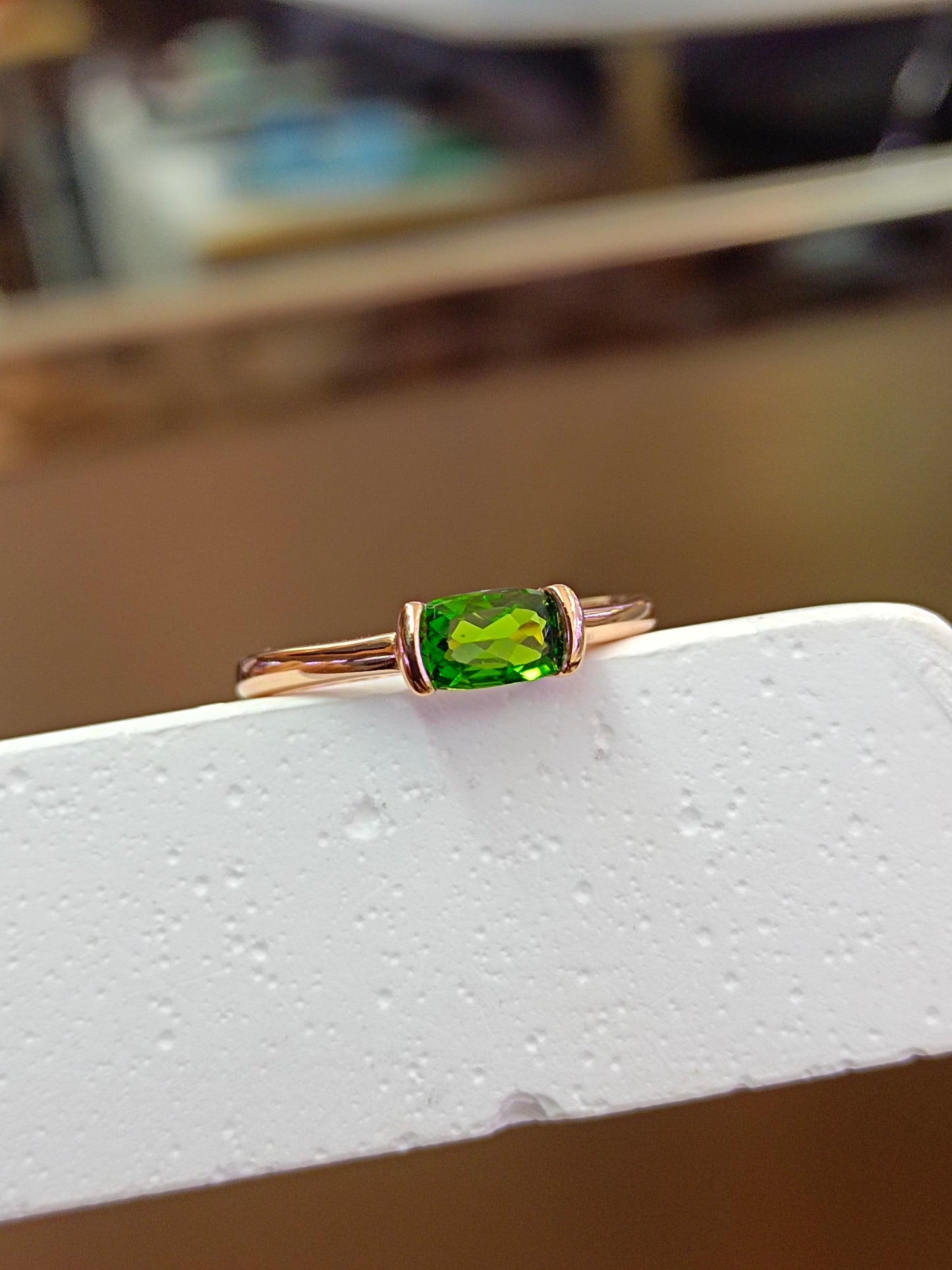 Anello diopside in argento S925 realizzato a mano con caratteristica regolabile - Gioielli eleganti