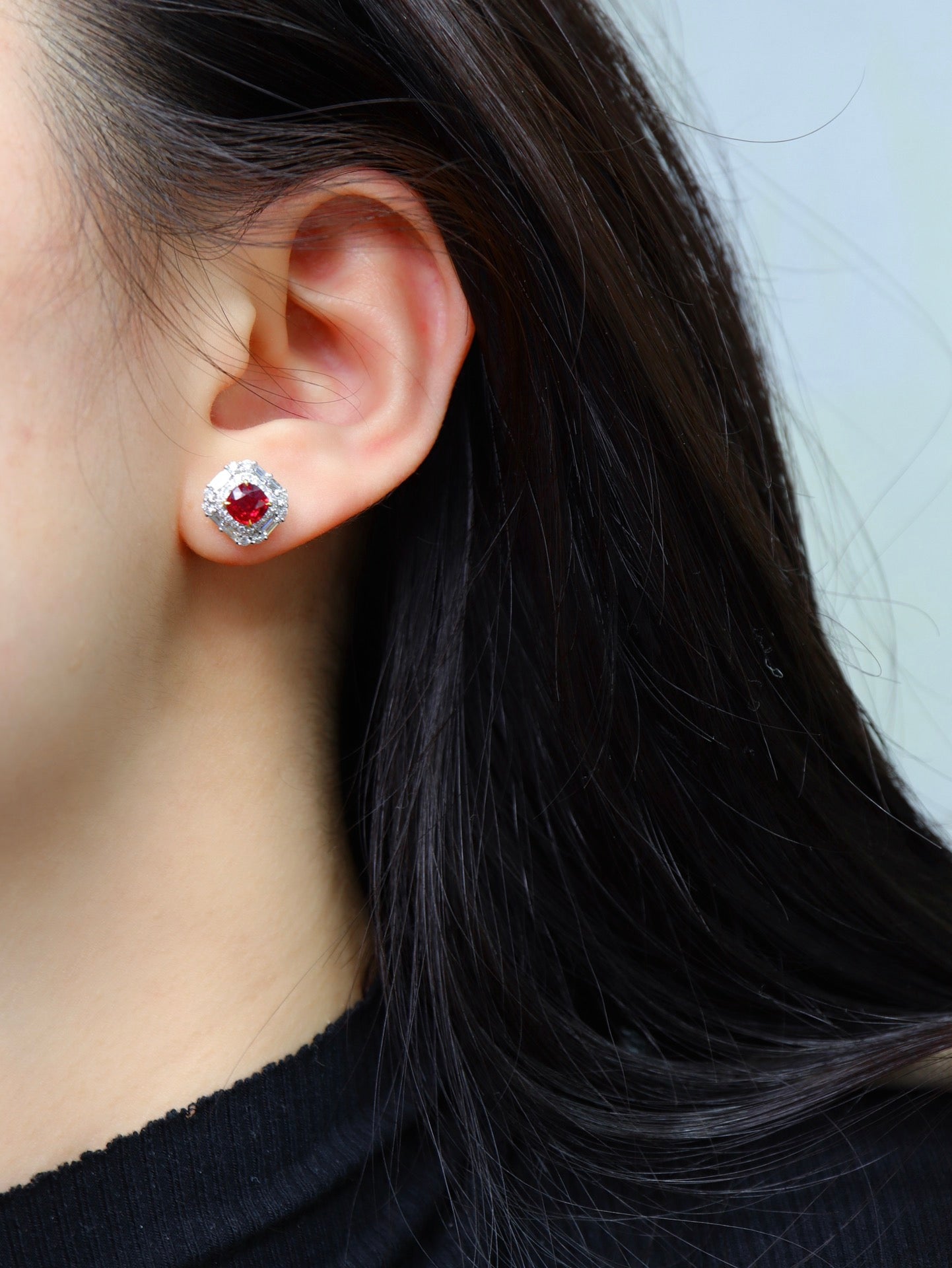 Pigeon Blood Ruby Earrings - Daifei Style Jewelry