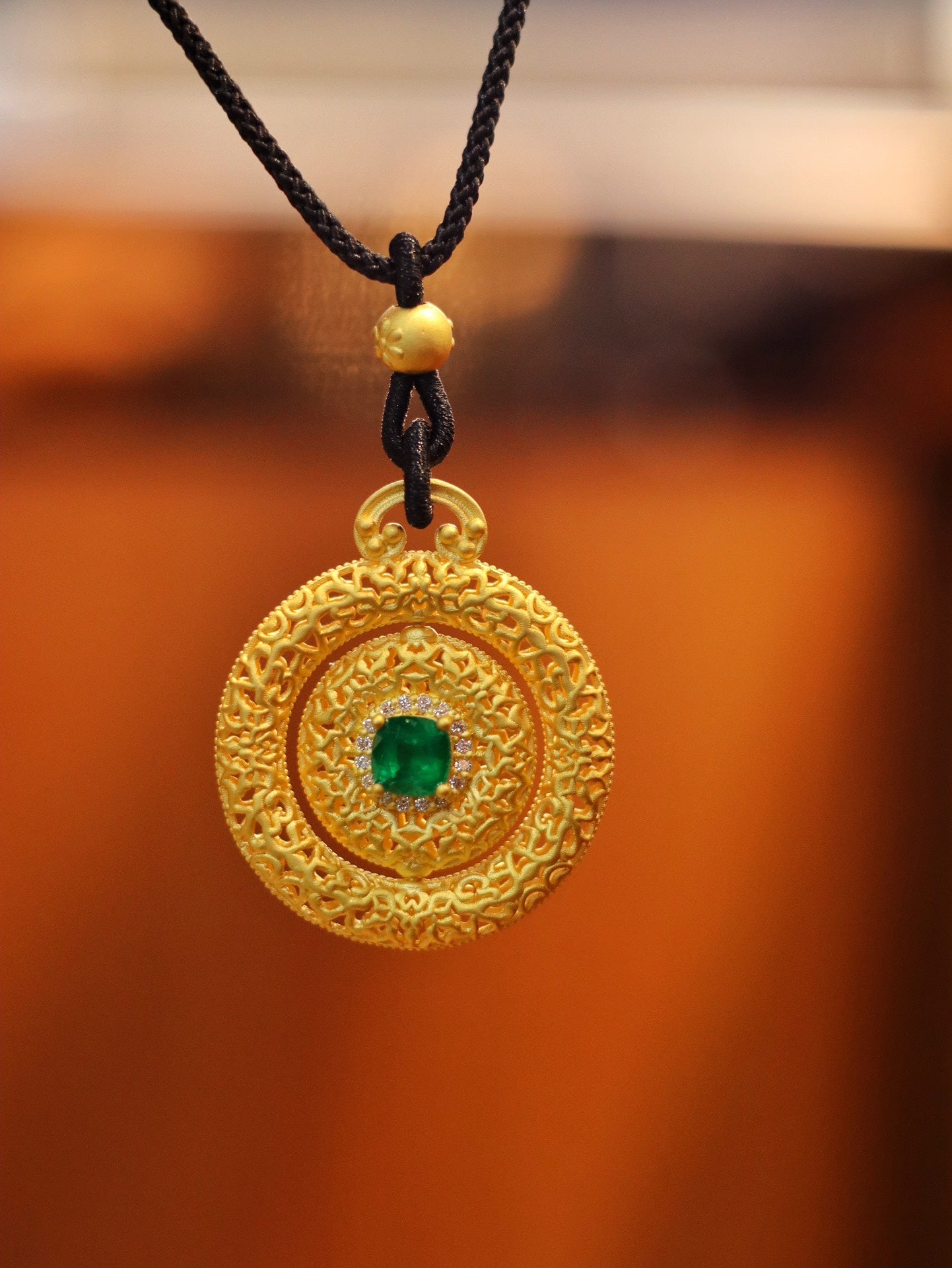 24k Gold Emerald Pendant - Fine Jewelry Piece