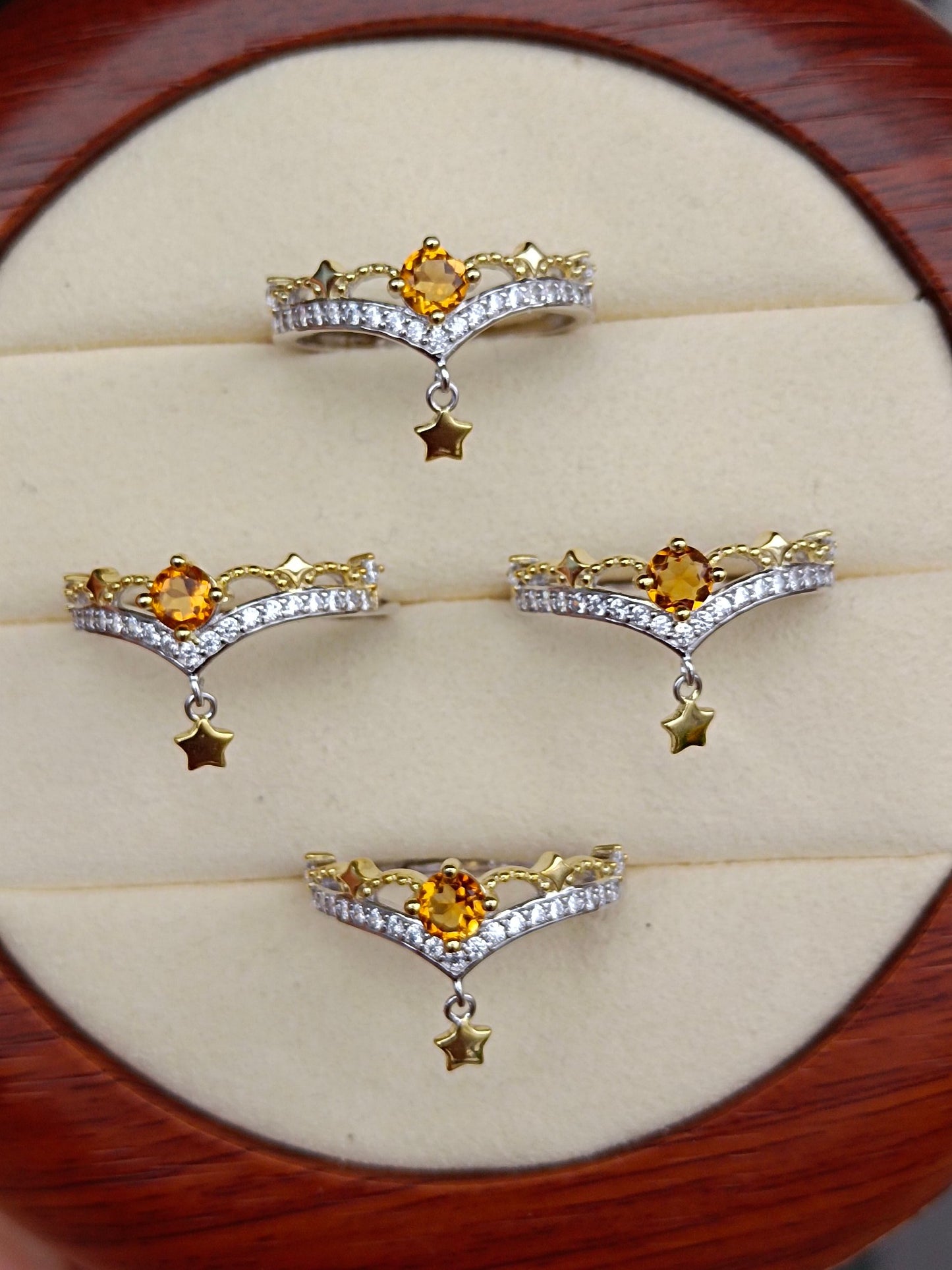 Natural Yellow Crystal Star Ring - Exquisite Jewelry for Every Occasion