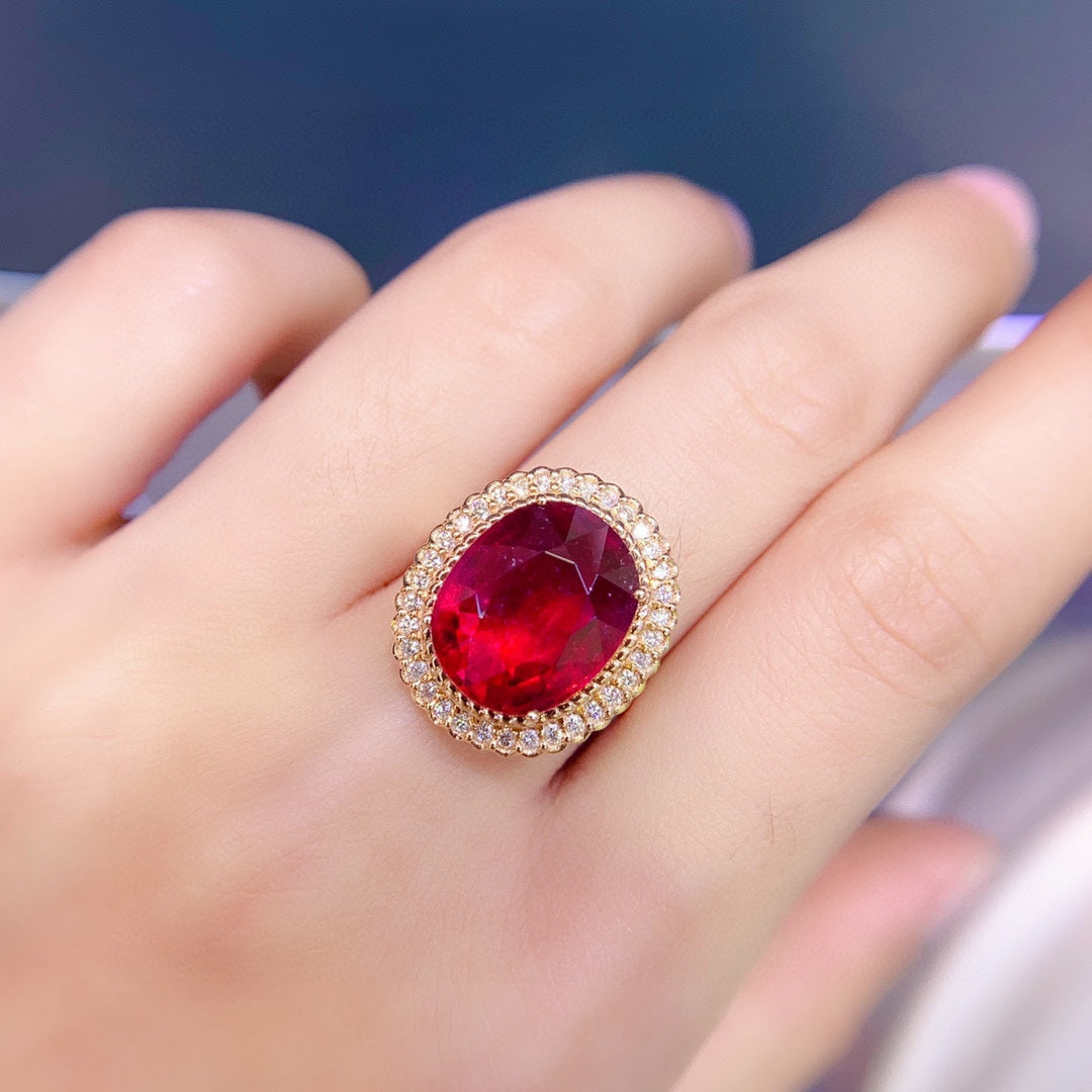 Jewelry Enchantment: Rainbow-like Tourmaline with 18K Gold and Diamonds