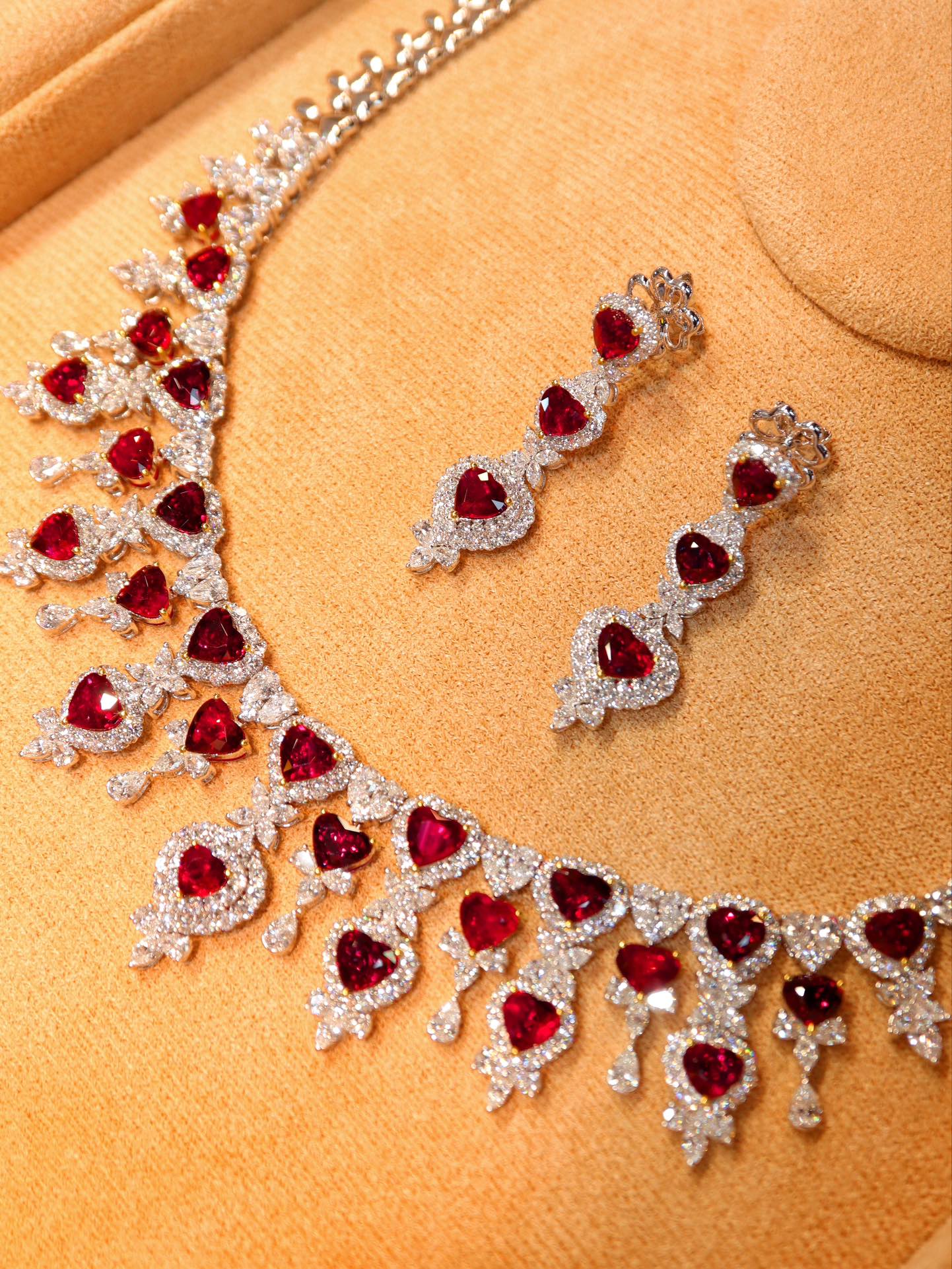 Exclusive Collection: Heart-Cut Ruby Evening Jewelry Set