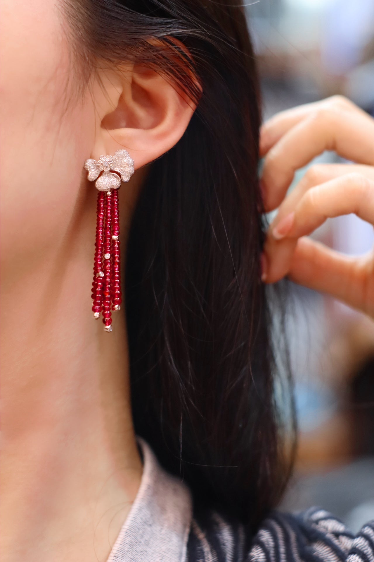 Unheated Myanmar Spinel Earrings: Mesmerizing Jet Bead Design Jewelry