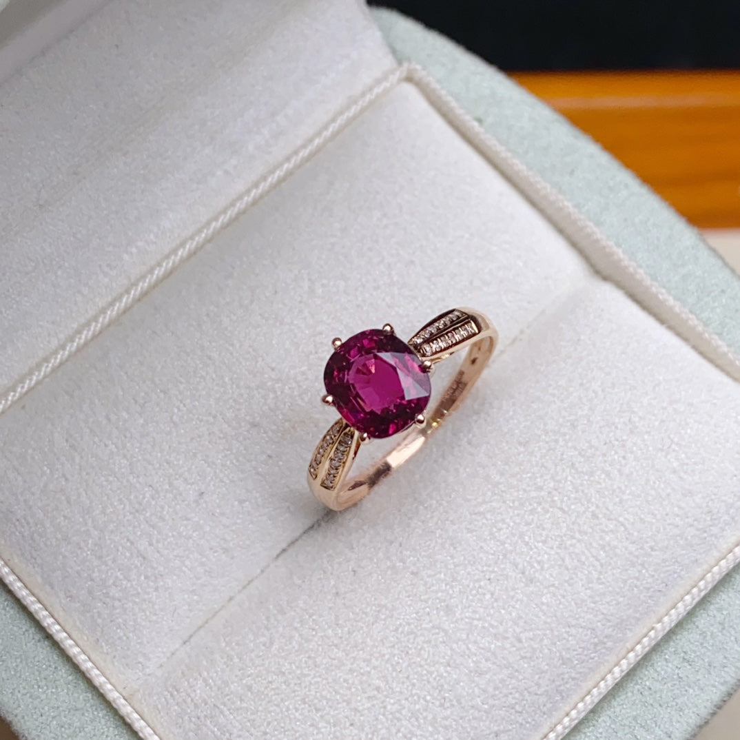 Exquisite Red Tourmaline Ring - A Jewel of Good Fortune